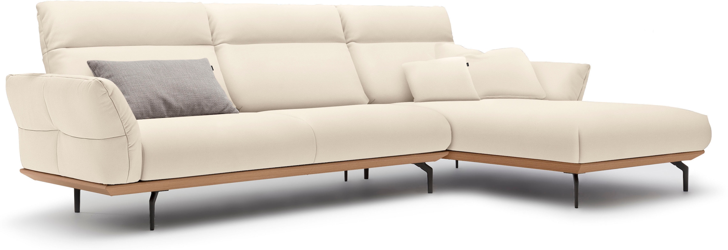 Creation BY ROLF BENZ Ecksofa »CR.460«, Sockel in Eiche, Winkelfüße in Umbragrau, Breite 318 cm