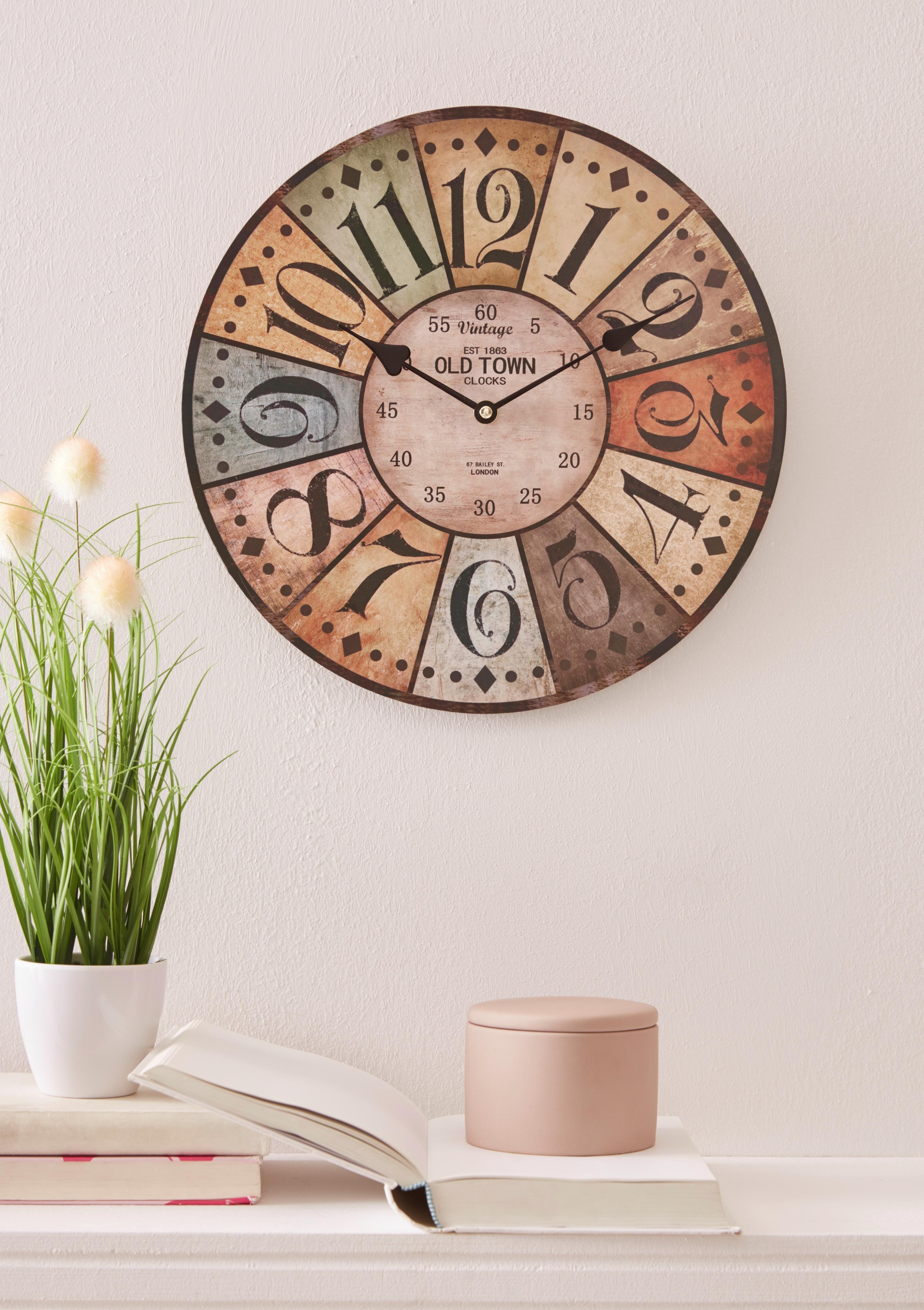 Home affaire Wanduhr ""Old Town"", rund, Ø 34 cm, Vintage-Look günstig online kaufen