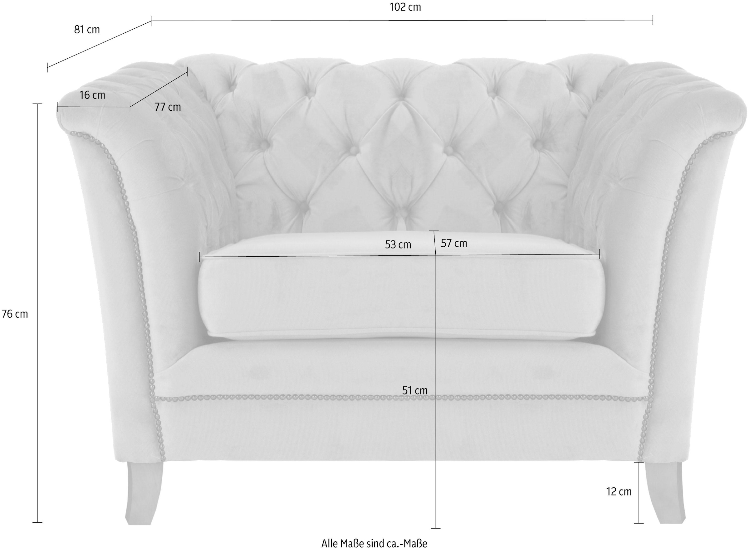 Home affaire Sessel »Newport modernes Chesterfield«, mit Knopfheftung im Rücken, Keder und feinen Armlehnen