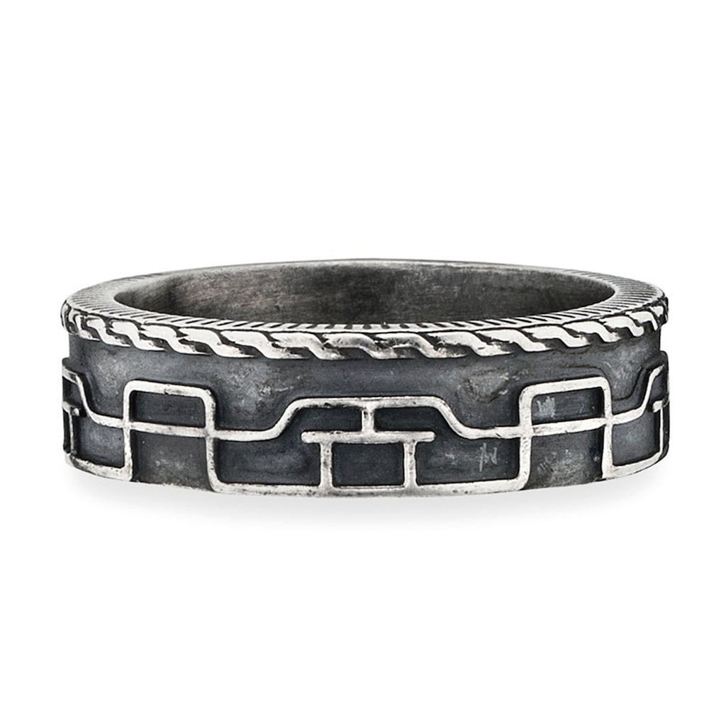 CAÏ Fingerring »925/- Sterling Silber oxidiert Linien Japan«