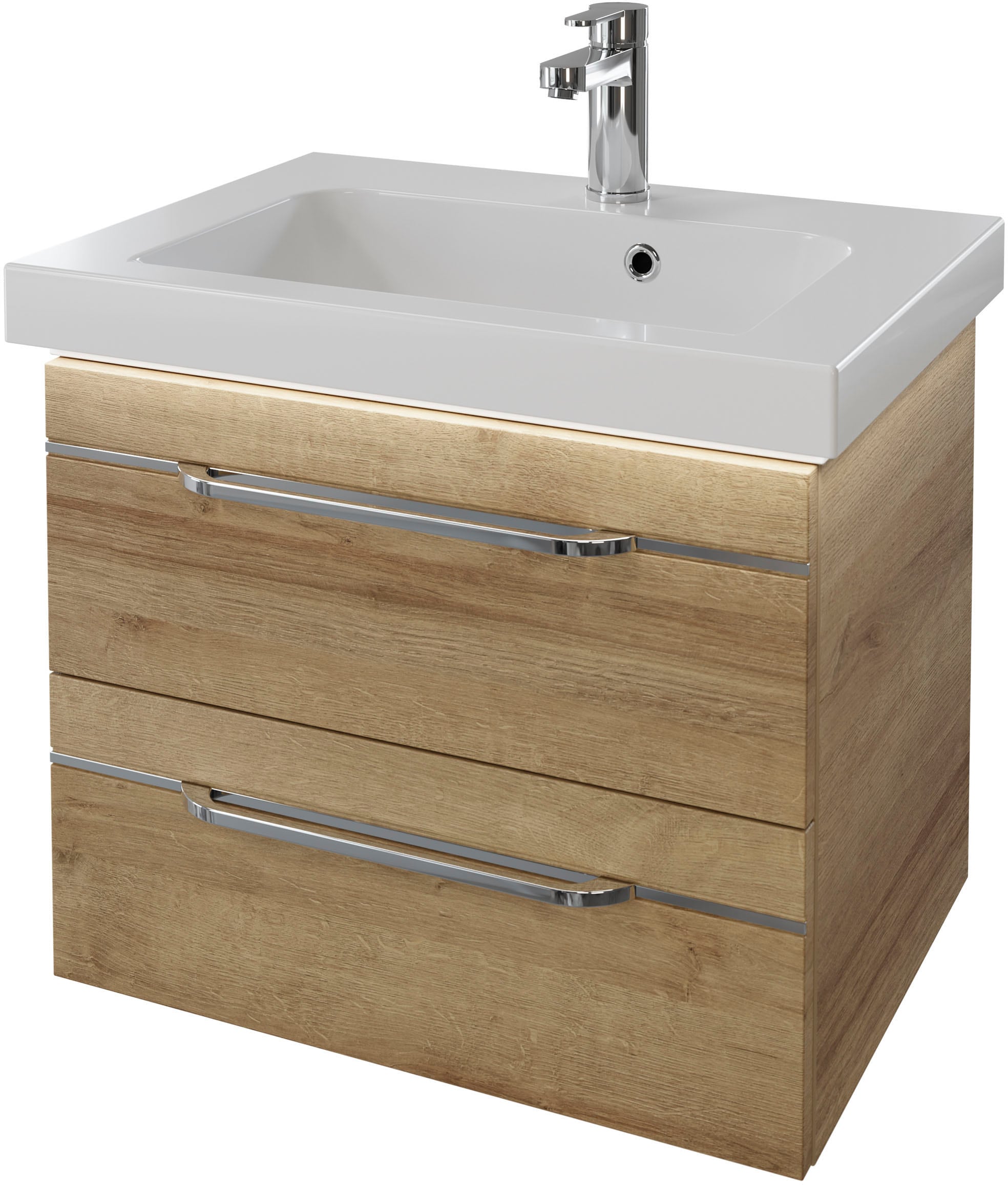 Saphir Waschtisch "Serie Balto Mineralmarmor-Waschtisch mit Unterschrank, 64,4 cm breit" 2 Stk. tlg. Waschplatz mit 2 Schubladen, Badschrank in verschiedenen Ausführungen