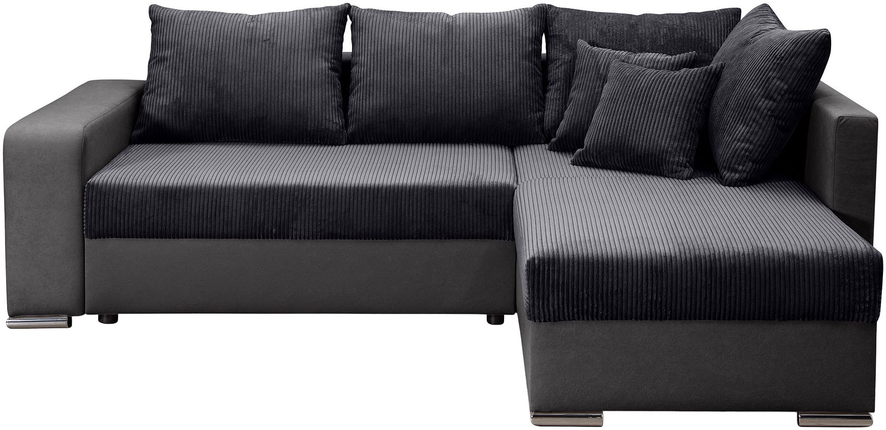 COLLECTION AB "John L-Form, B: 226 cm, Schlaffunktion & Bettkasten" Regalelement mit Licht, Couch mit Federkern, 2 Zierkissen