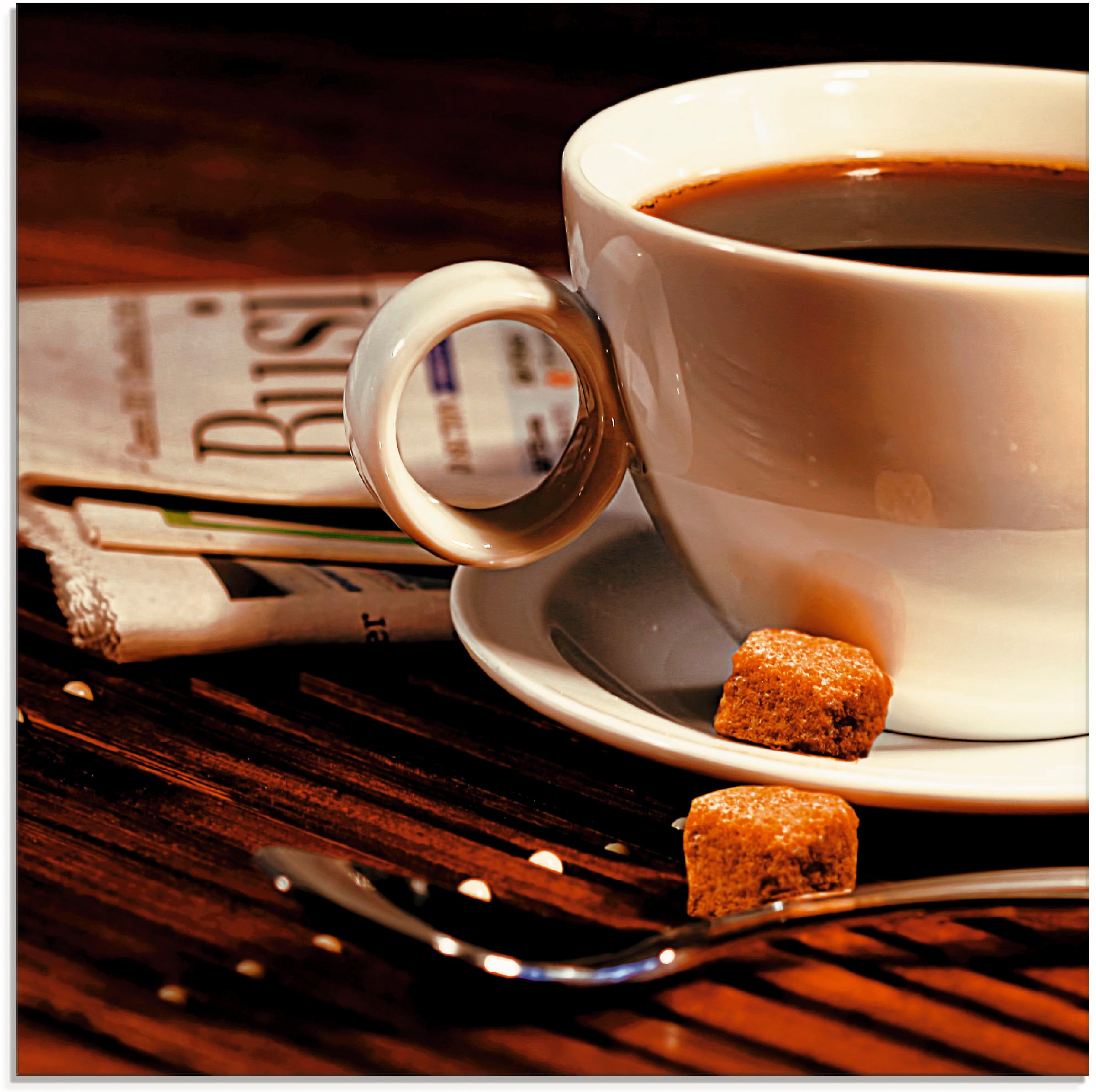 Artland Glasbild »Kaffeetasse und Zeitung«, Getränke, (1 St.), in verschiedenen Größen