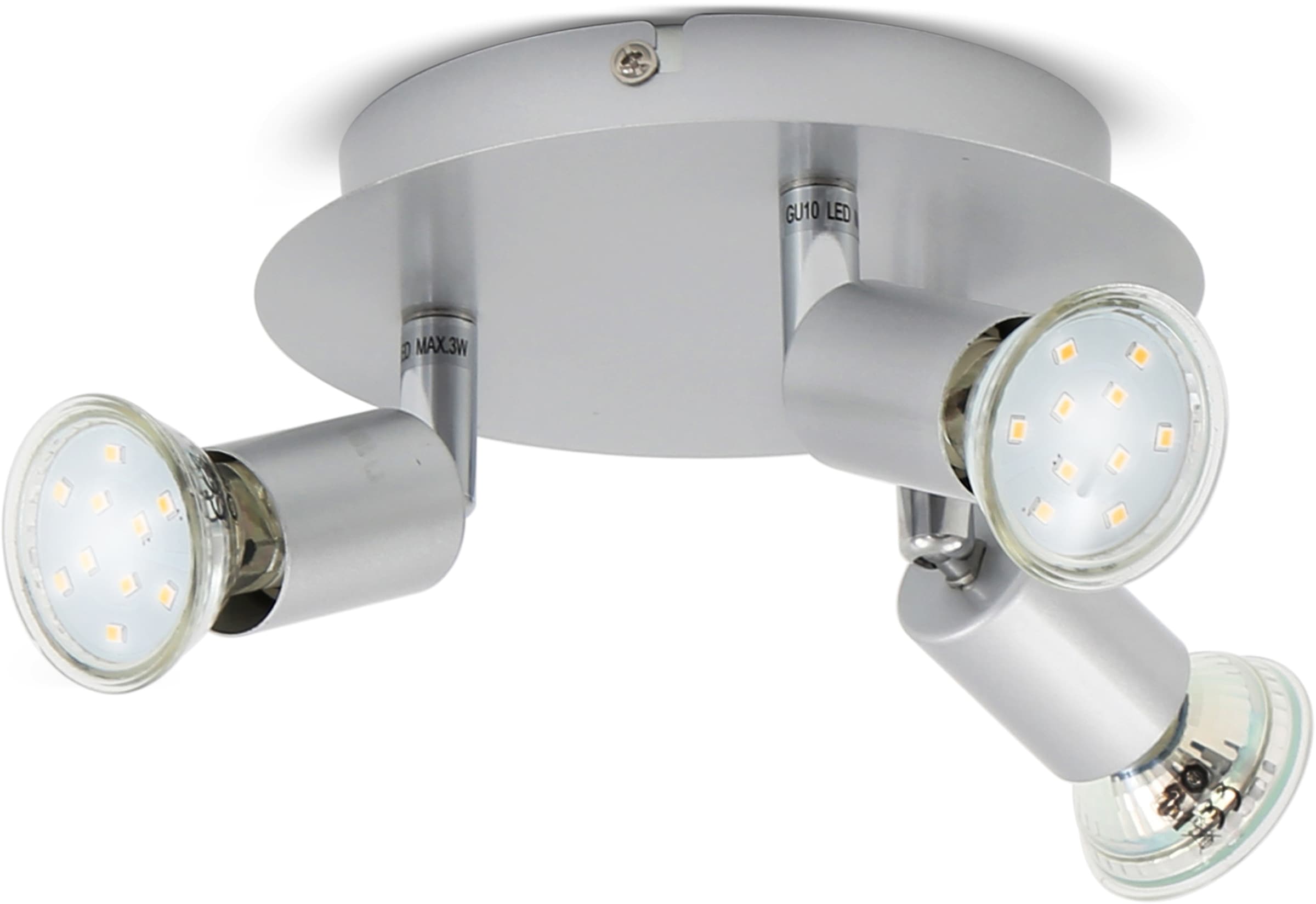 B.K.Licht LED Deckenspots »Lunis 3«, 3 flammig, Leuchtmittel GU10 | LED wechselbar, LED Deckenleuchte schwenkbar, inkl. 3W GU10 250LM GU10 warmweiß