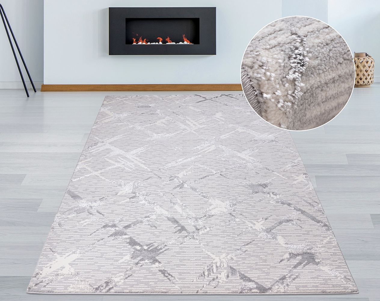 my home Teppich »Kirian« rechteckig 24 mm Höhe 3D-Effekt, Kurzflor, gekettelt, weiche Haptik, Rauten, Hoch-Tief