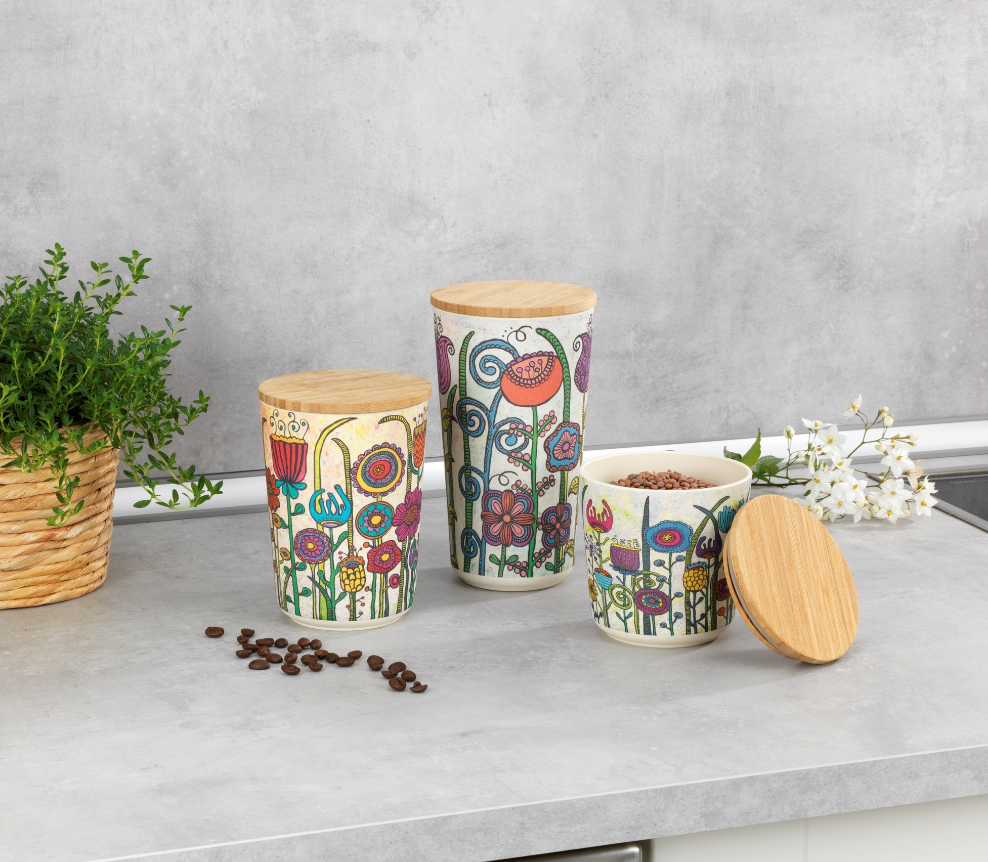 WENKO Aufbewahrungsdose »Modell Garden« aus Biokunststoff, mit Bambusdeckel, FSC-zertifiziert