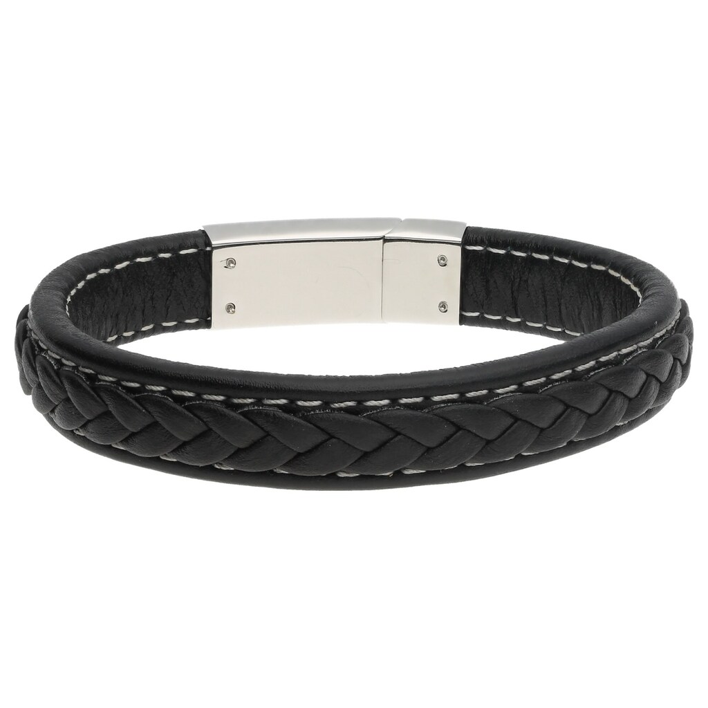 Jacques Charrel Armband »schwarzes Leder, Edelstahl«