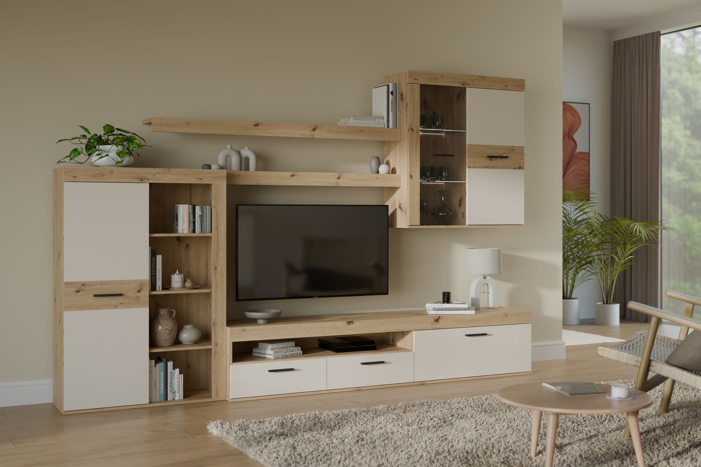 FORTE Wohnwand 5 Stk. tlg. B/H/T 300/22,9/41 cm günstig online kaufen