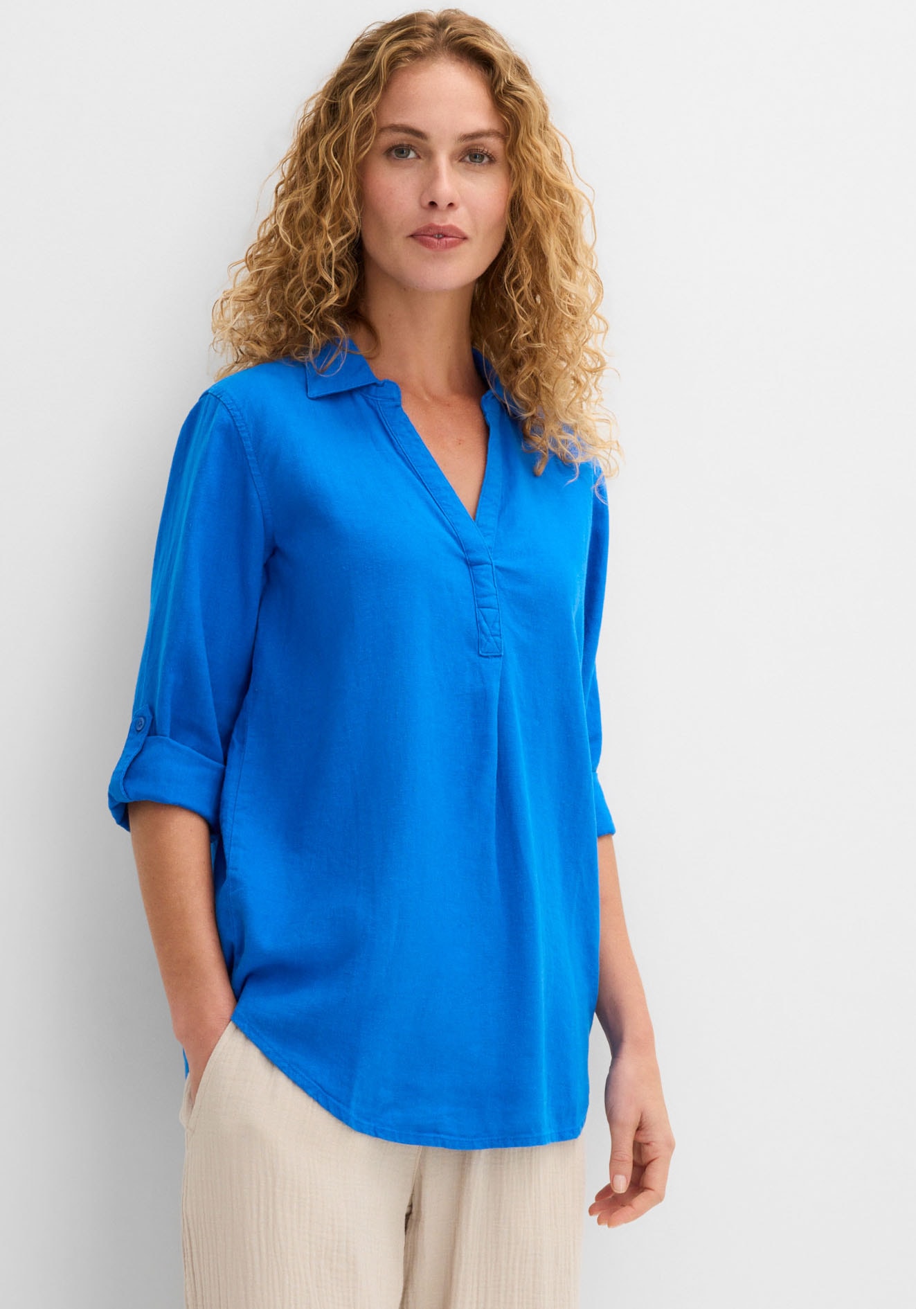 bonprix "3/4-Arm Bluse mit Leinen" figurumspielende Passform, für vielseitige Alltagslooks