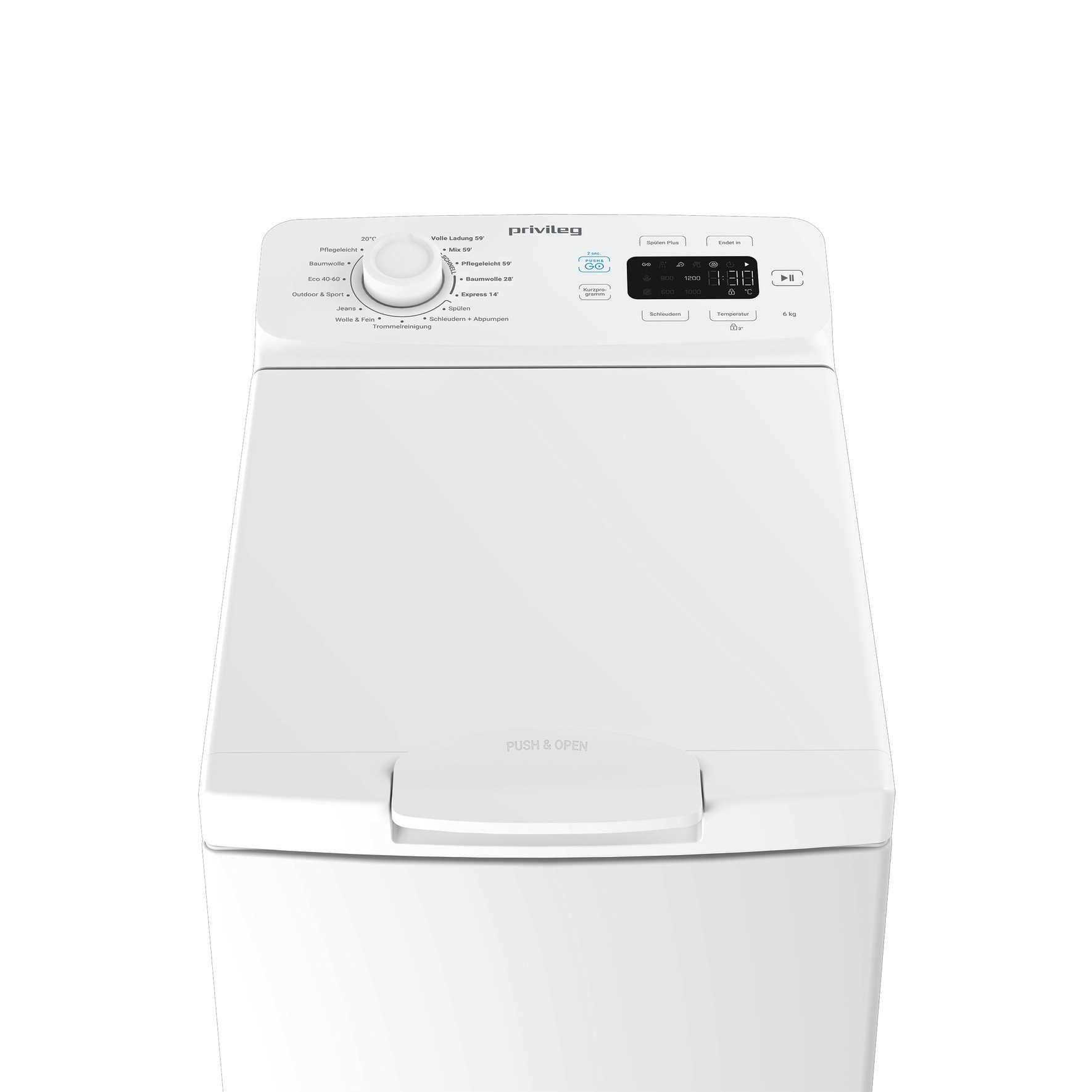 Privileg Waschmaschine Toplader »PWT 6B MY TIME« 6 kg 1200 U/min Quick cycles – 5 Programme in unter 1 Stunde