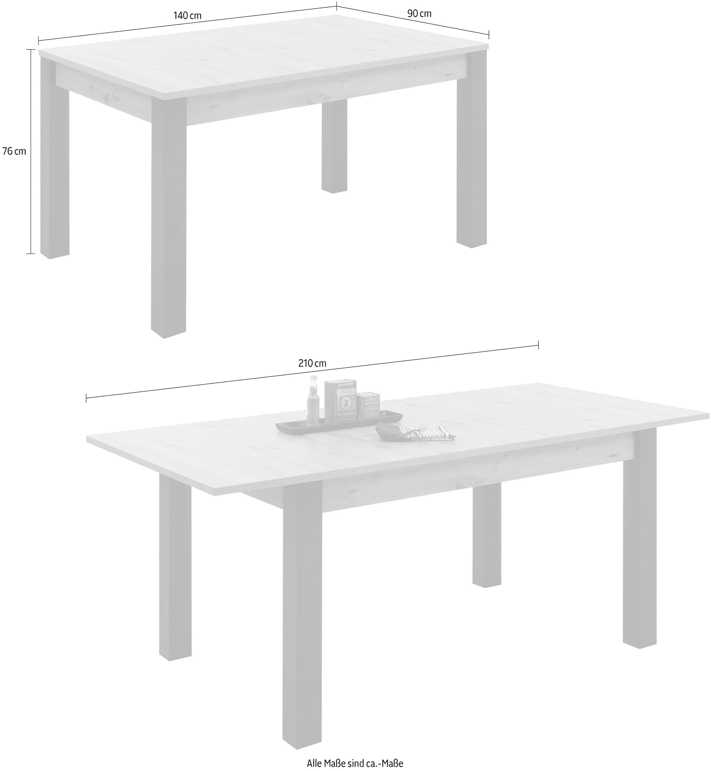 HBZ Esstisch »LUCAS«, 140-210 cm ausziehbar, Tisch in Eiche Artisan Dekor