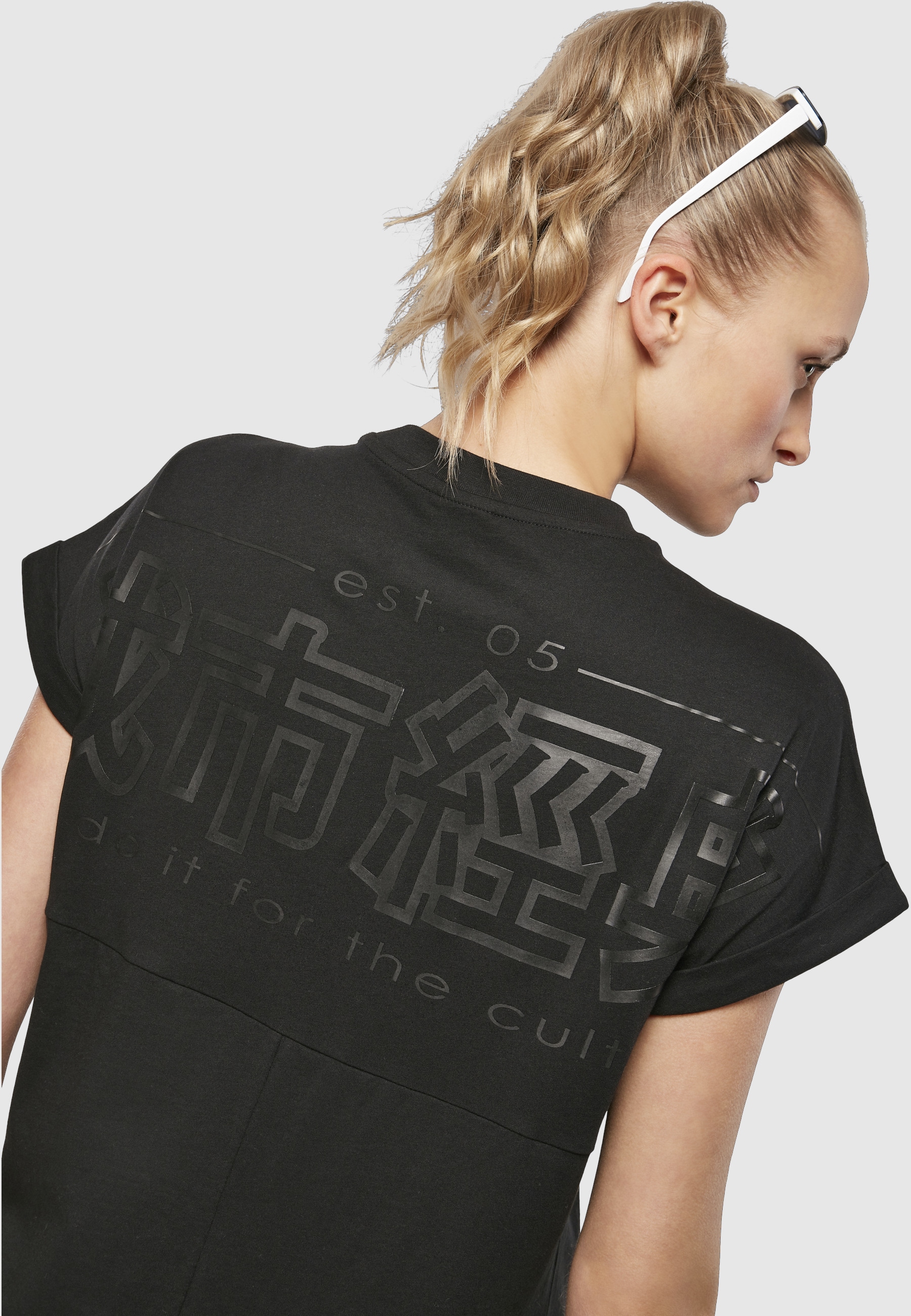 URBAN CLASSICS Shirtkleid »Urban Classics Damen Ladies Cut On Sleeve Printed Tee Dress« 1 Stk. tlg.