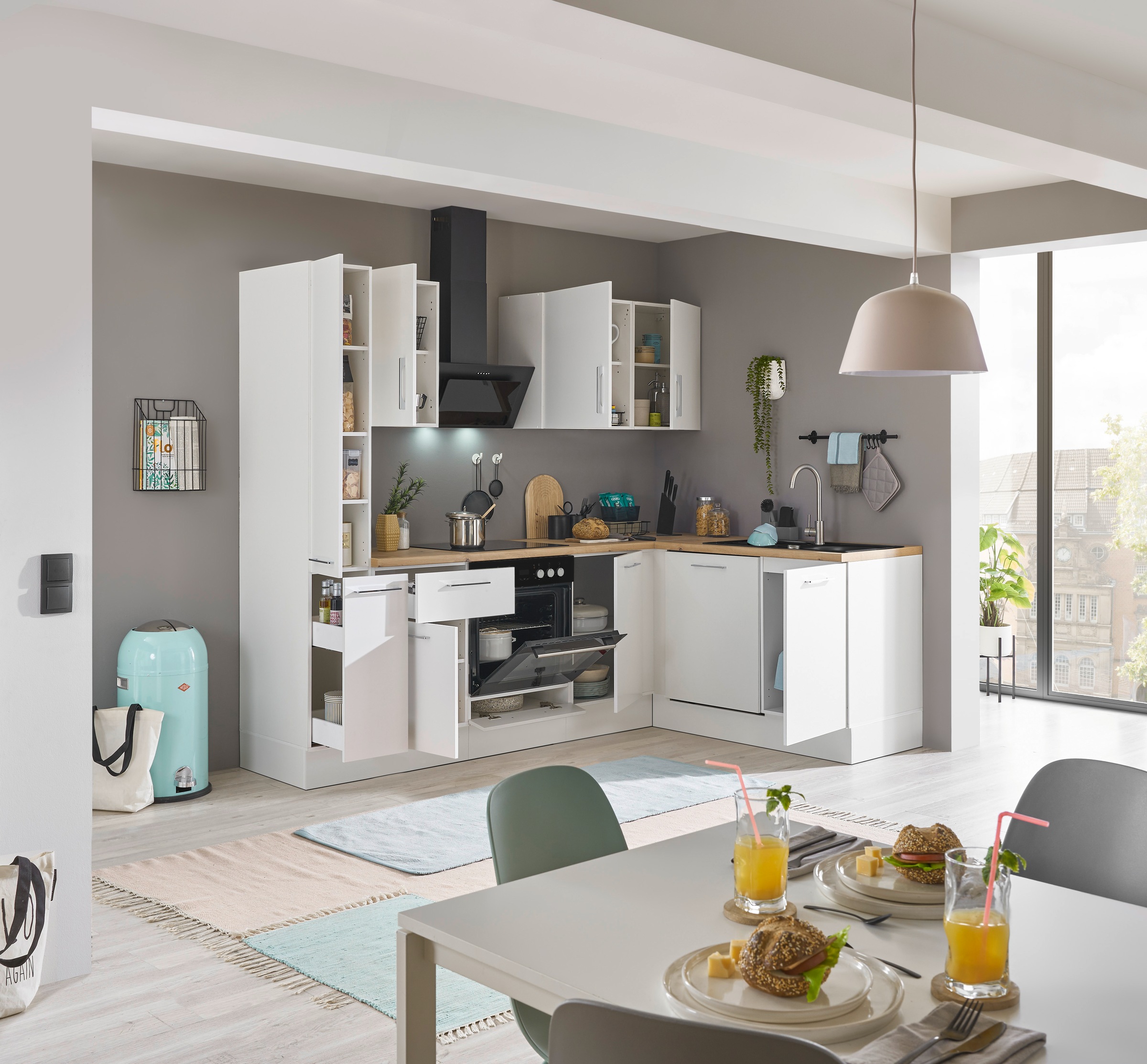 BASIC by Balculina Winkelküche »Turin«, Stellbreite 250x175 cm, wahlweise mit E-Geräten