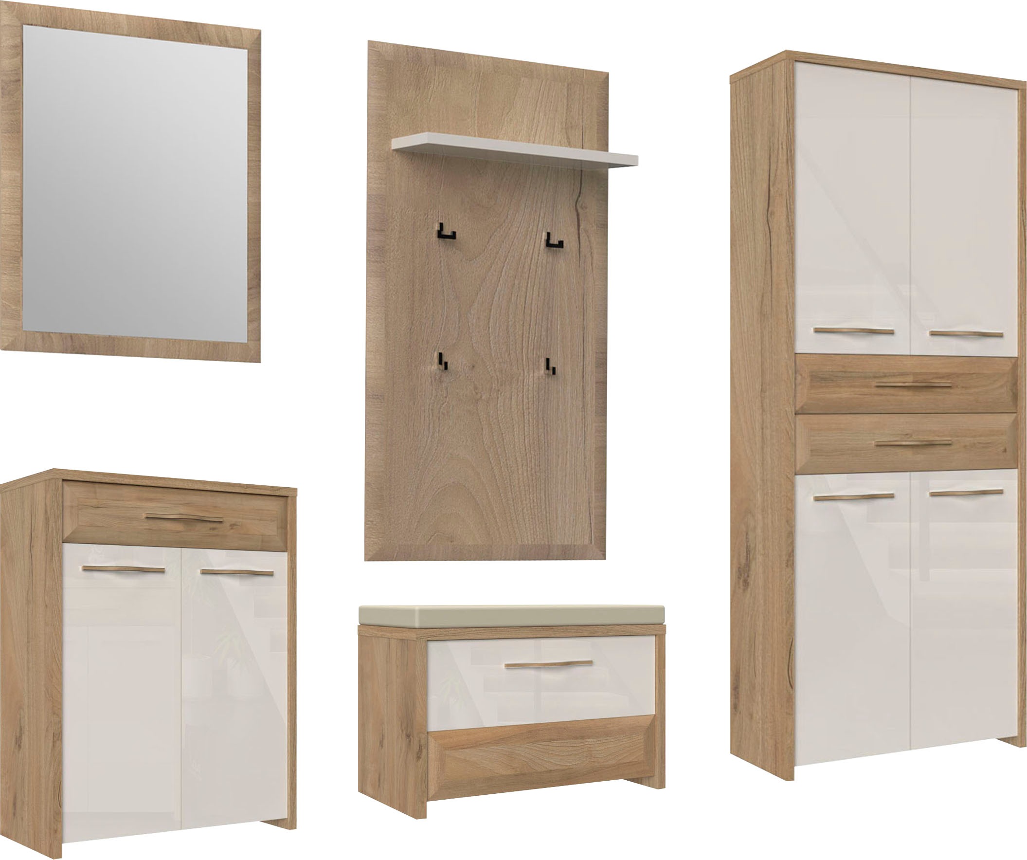 Home affaire Garderoben-Set "Gala", (Set, 5 St., Garderobenschrank,Schuhsch günstig online kaufen