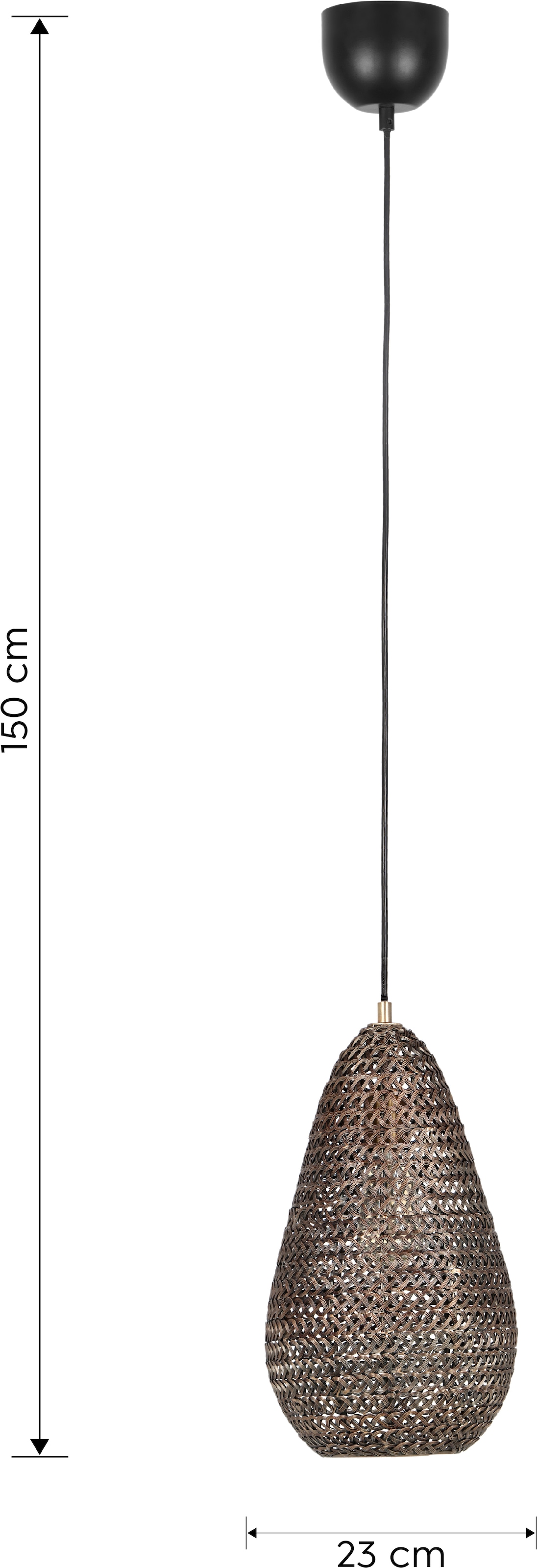 TRIO Leuchten Pendelleuchte »ZIVA, Vintage Hängelampe für Wohnzimmer oder Küche Ø 23cm H. 150cm« E27 1 Stk. warmweiß - kaltweiß Lampenschirm aus Draht-Geflecht, exkl 1x E27 max 10W