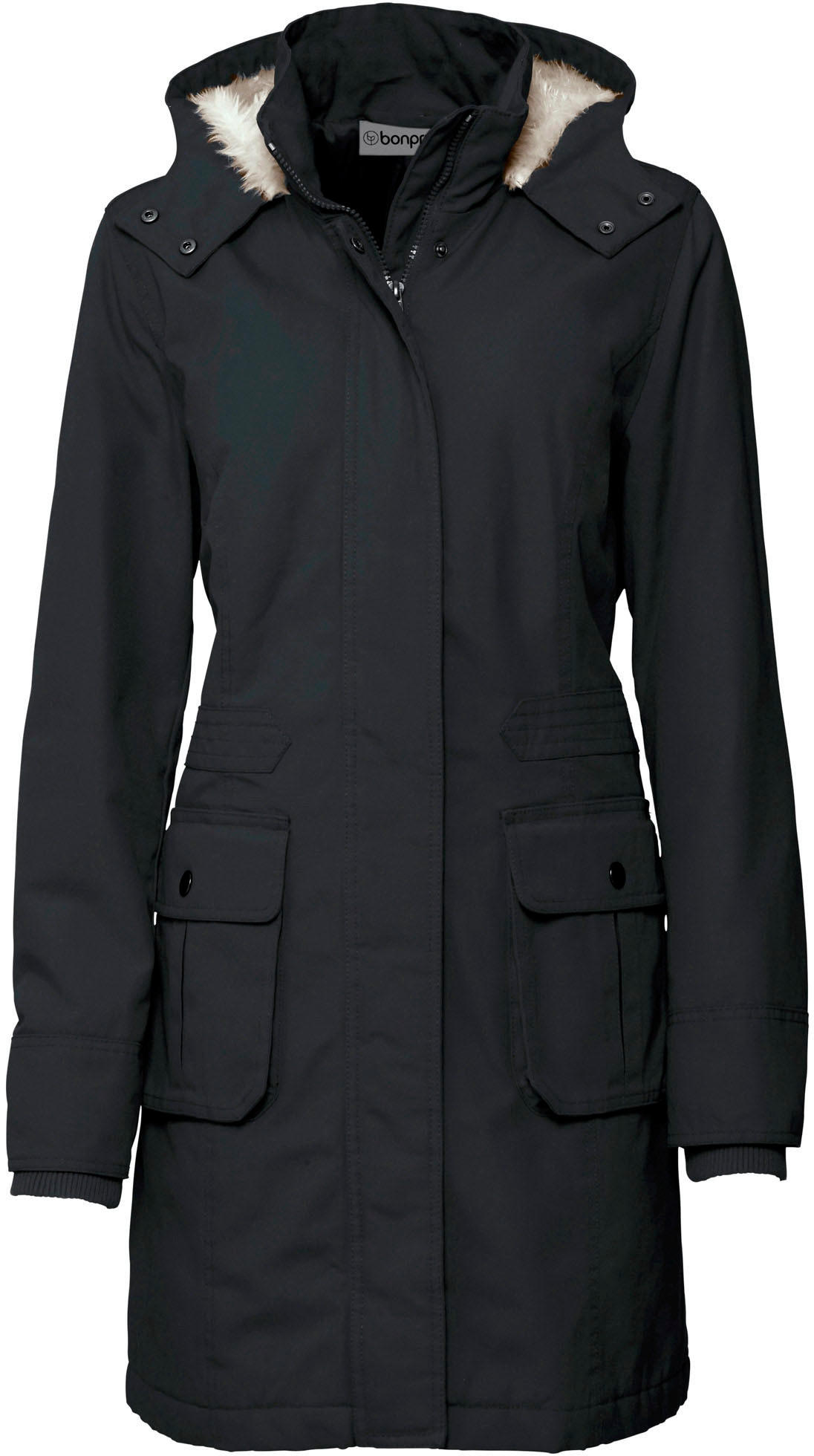 bonprix Parka mit Kapuze mit Kapuze und Fellimitat, aus Baumwolle, mit tail günstig online kaufen