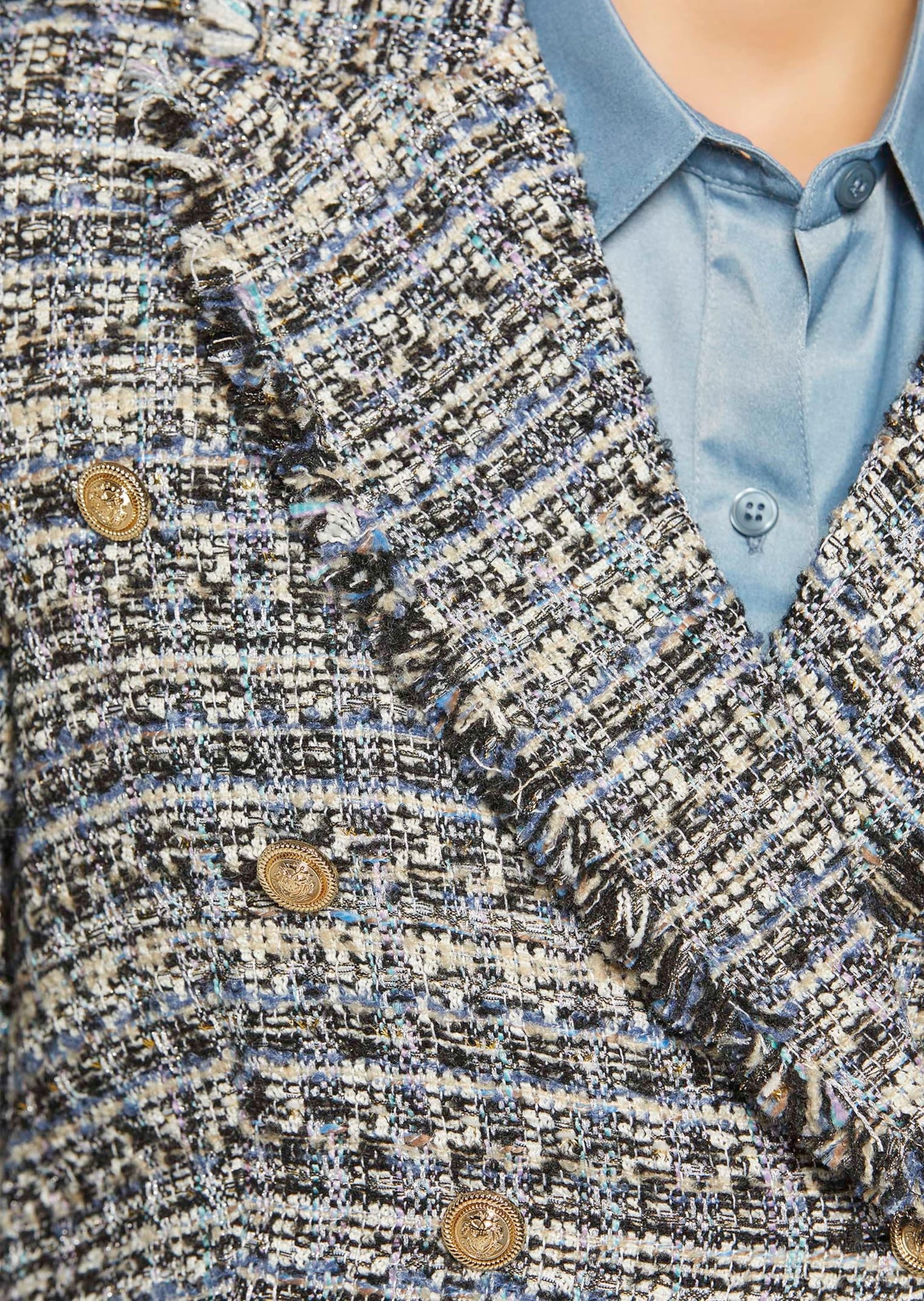 MADELEINE Jerseyblazer »Blazer Kurzer Tweed-Blazer mit Fransen«
