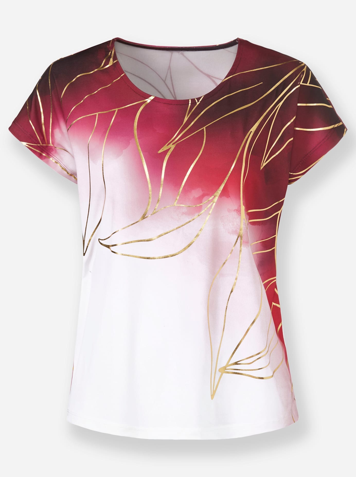 Lady Shirt Women Short Sleeve Dark Red Size 48 3