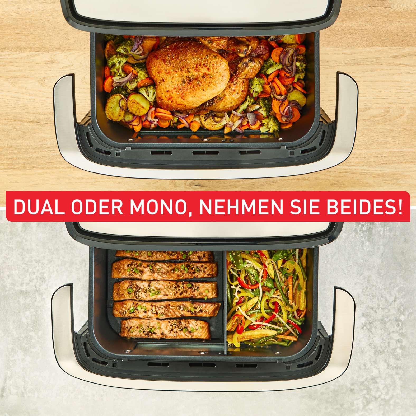 Thumbnail - Tefal Heißluftfritteuse "EY9228 Easy Fry Flex" 2700 W 7 voreingestellte Programme, zeit- und energiesparend, EY9228