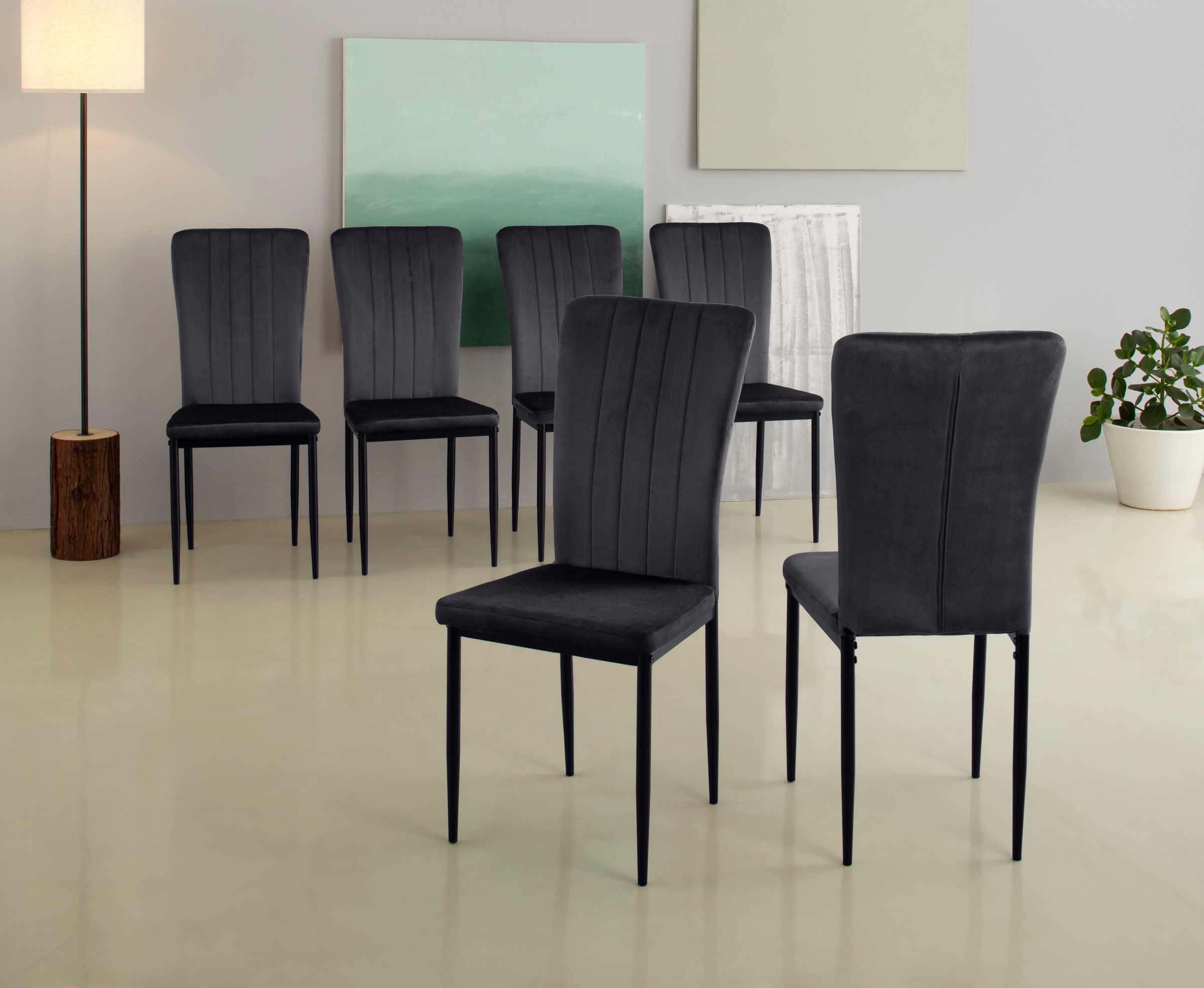 Home affaire 4-Fußstuhl "Bergamo", (Set), 6 St., Samt, erhältlich in Samt, günstig online kaufen