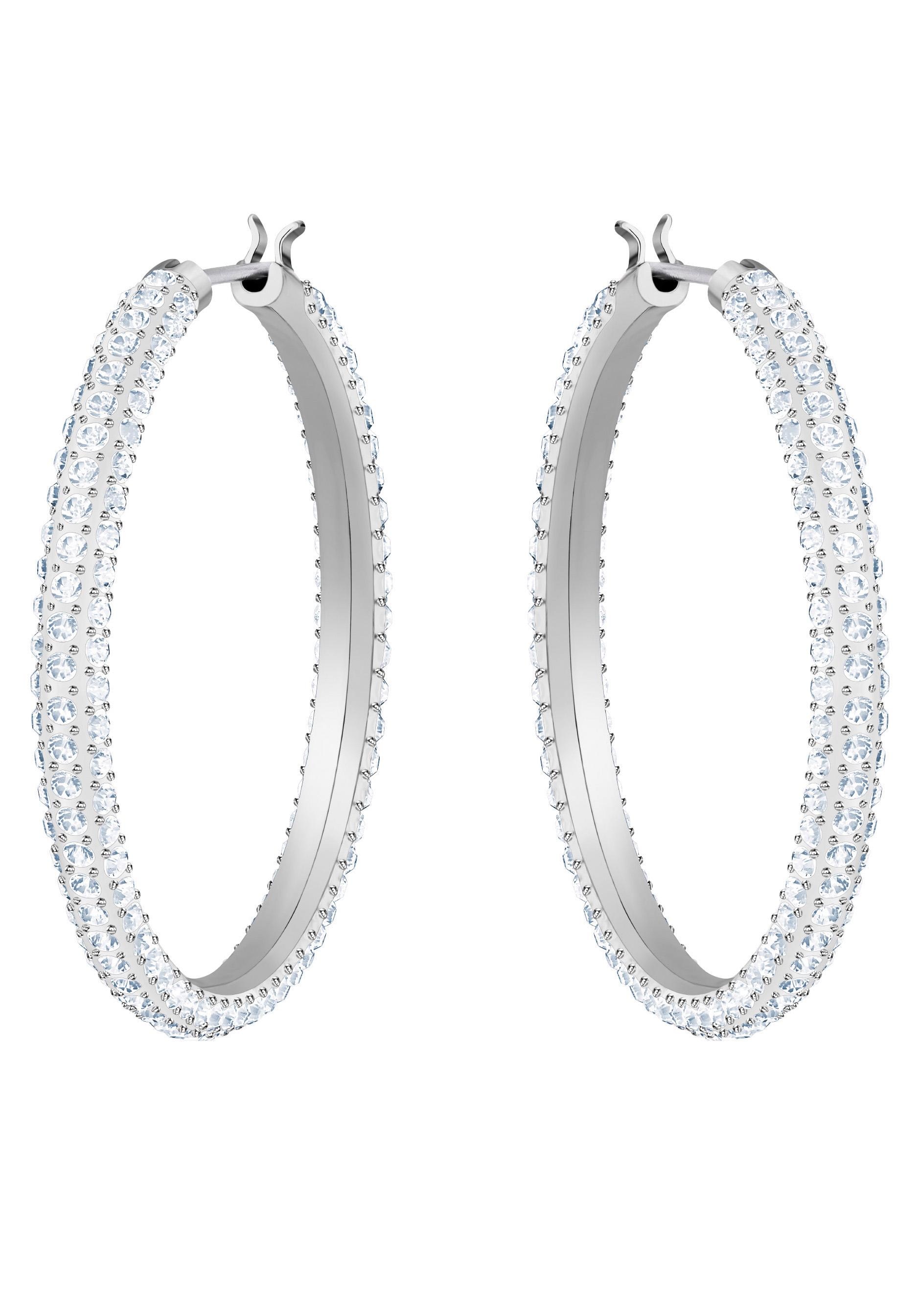 Swarovski Paar Creolen »Stone, weiss, rhodiniert, 5389432«, mit Swarovski® Kristall