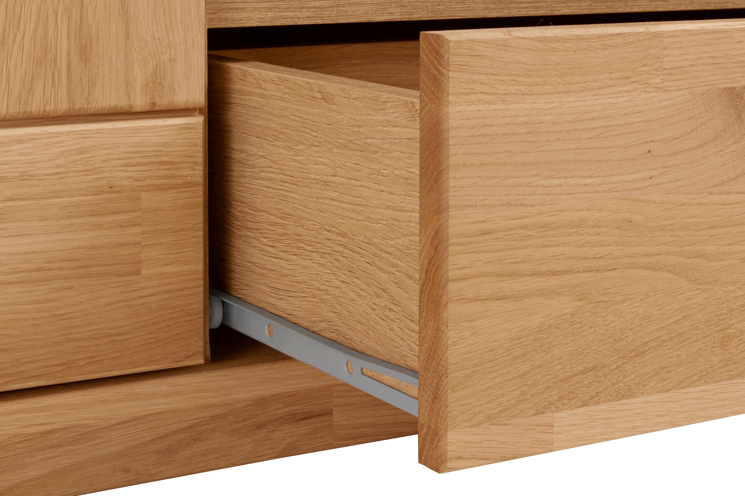 Home affaire Wohnwand »Ribe,Fronten Massivholz,Korpus Holzwekstoff,viel Stauraum«, (Set, 5 St.), Glaseinsatz aus gehärtetem Glas,Böden teilweise versetzbar