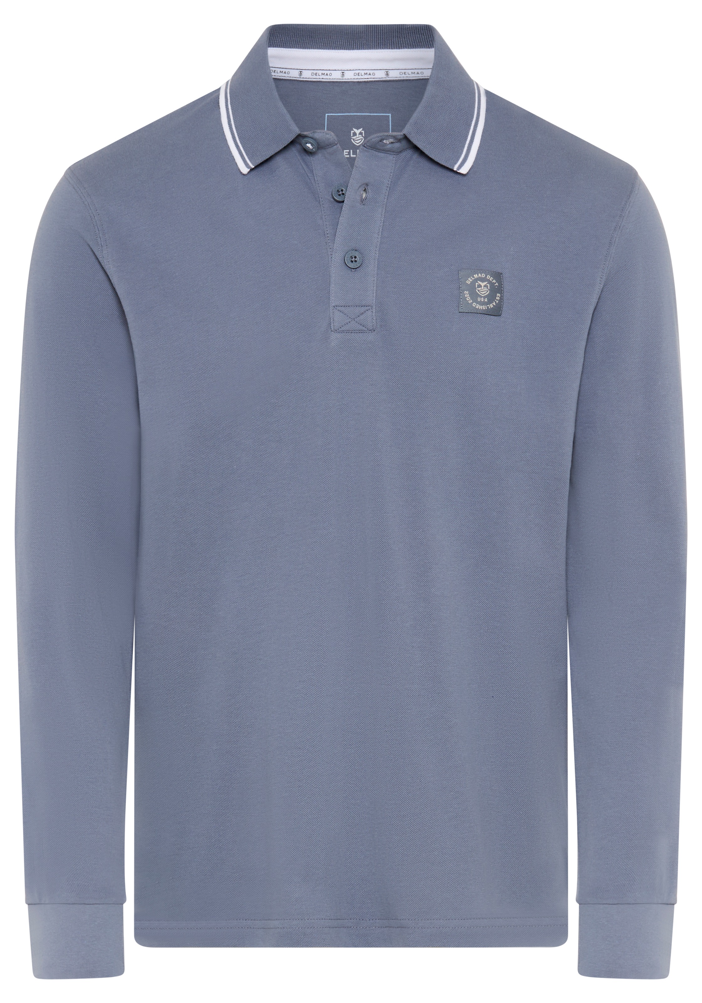 DELMAO Langarm-Poloshirt »Neue Kollektion!« schmale Passform, Langarm, unifarben, aus Piqué-Material