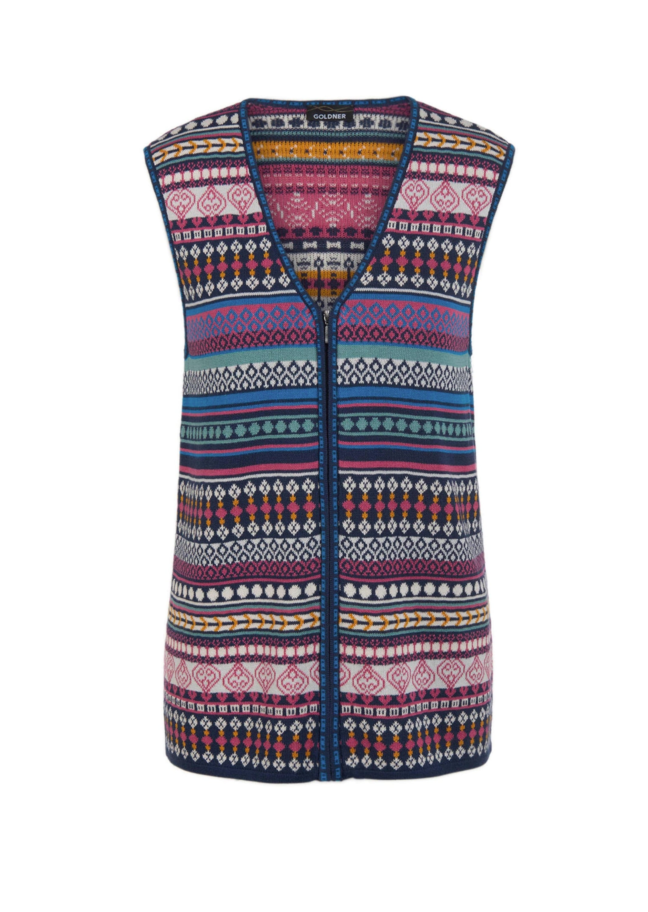 GOLDNER Strickjacke "Jacquardstrickweste mit farbenfrohem Ringelmuster" Vie günstig online kaufen