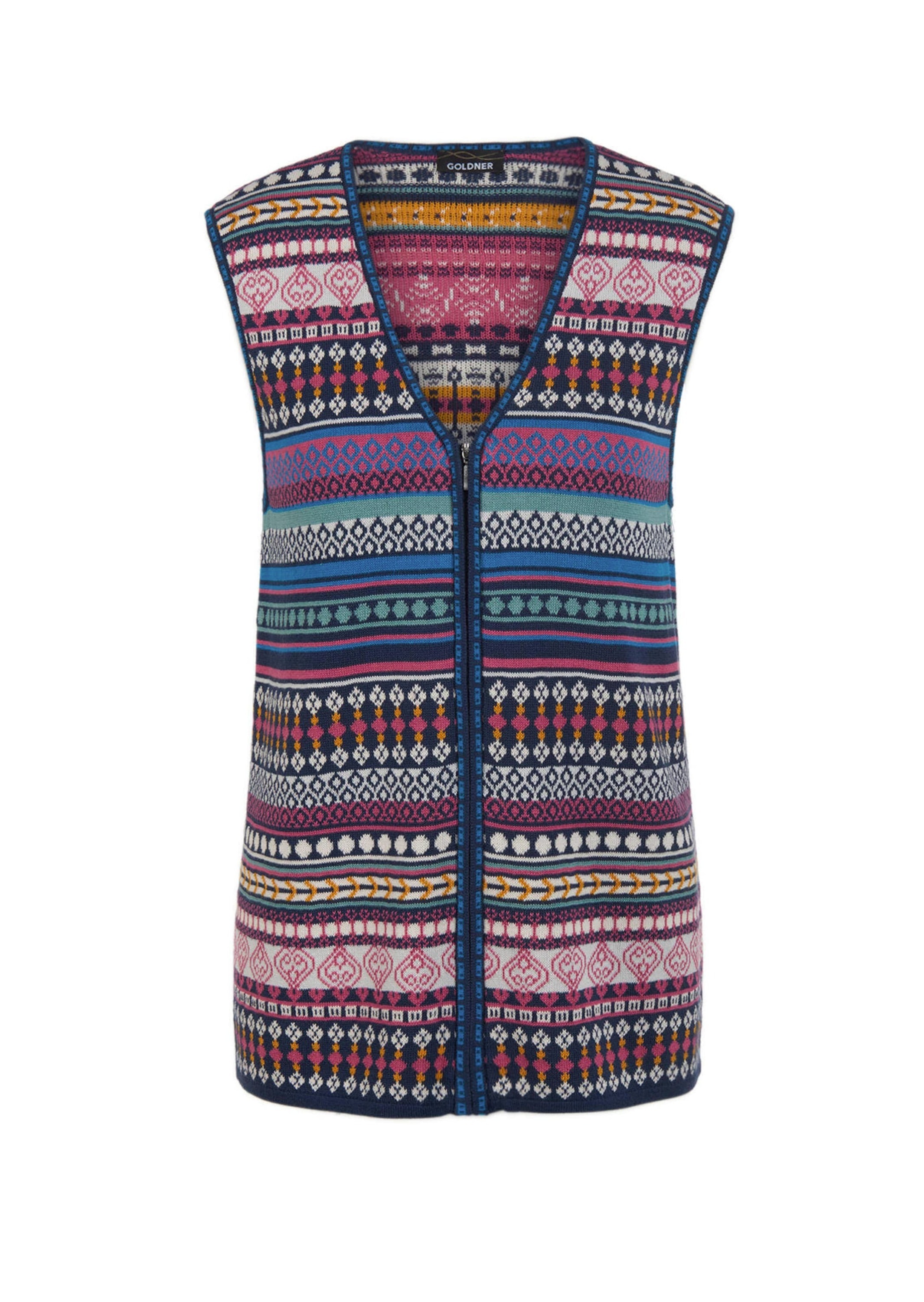 GOLDNER Strickjacke "Kurzgröße Jacquardstrickweste mit Ringelmuster" Vielsc günstig online kaufen