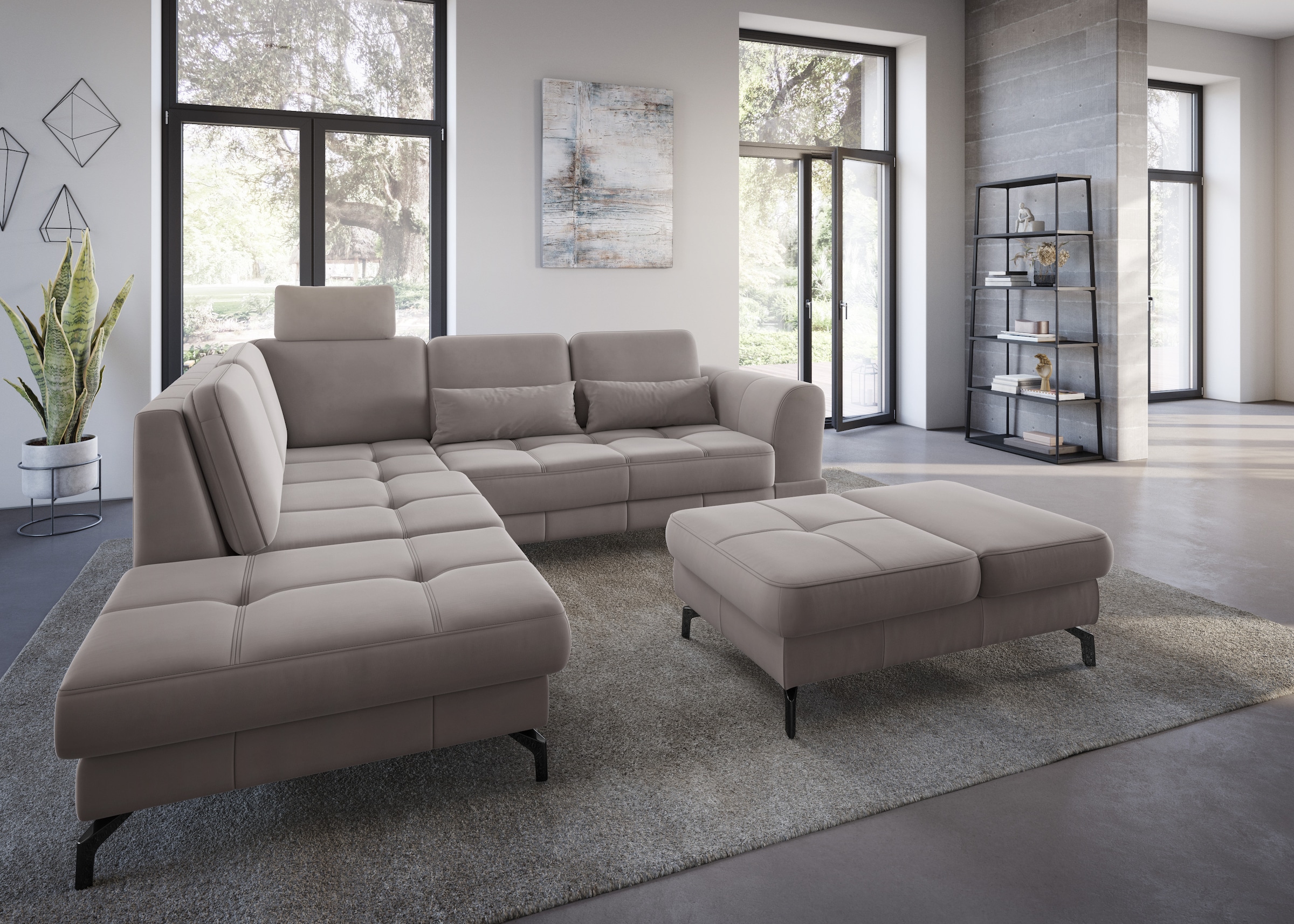 sit&more Ecksofa "Bendigo L-Form" inklusive Sitztiefenverstellung, Bodenfreiheit 12 cm, in 2 Fußfarben