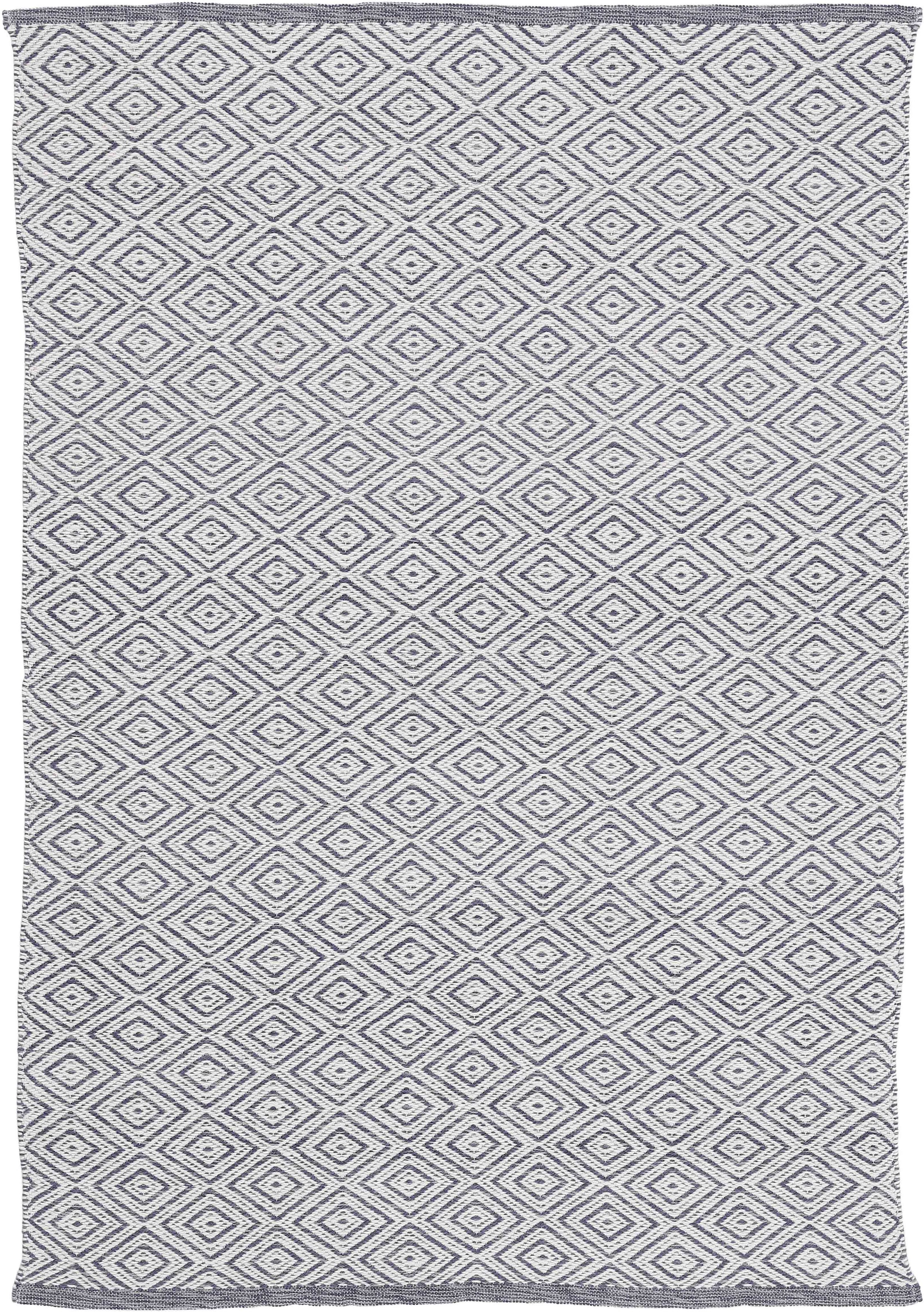 Teppich CARPETFINE "Frida 200", blau, B:60cm H:7mm L:110cm, Polyester, Teppiche, Teppich, Wendeteppich, 100% recyceltem Material (PET), Flachgewebe, Sisal Optik