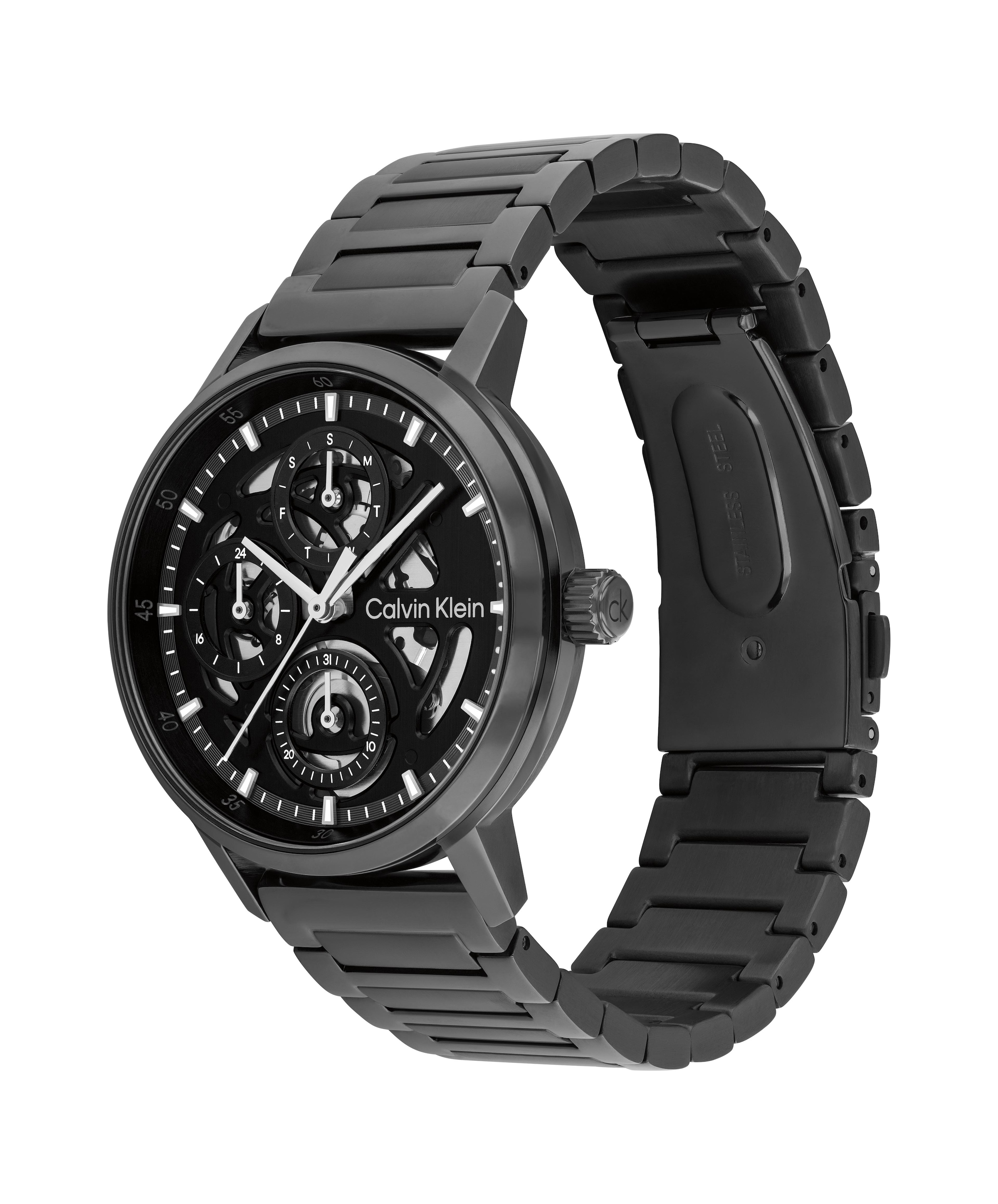 Calvin Klein Multifunktionsuhr »GAUGE« Quarzuhr, Armbanduhr, Herrenuhr, Edelstahlarmband, analog