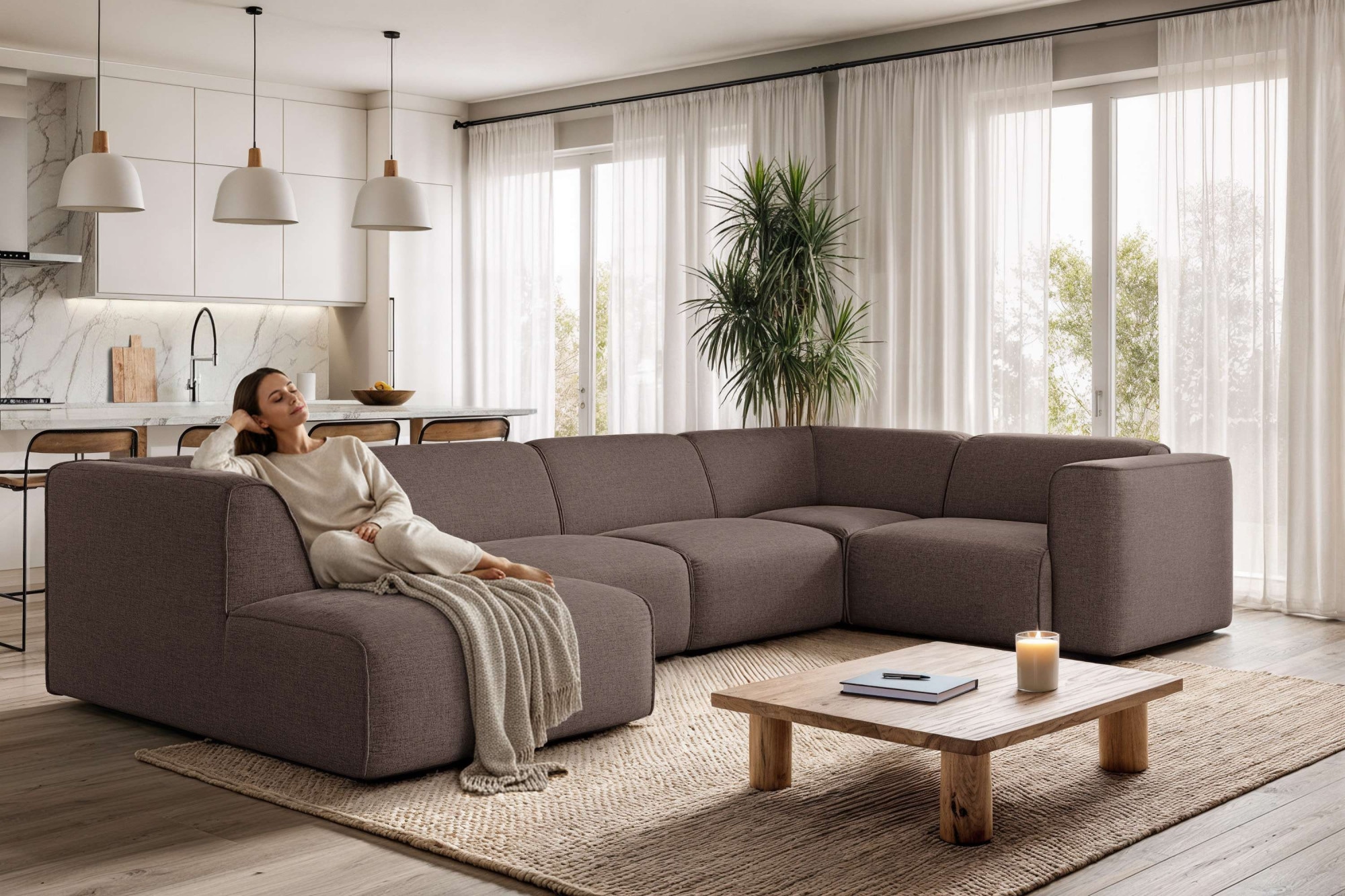 OTTO home Wohnlandschaft "Merid U-Form, B: 367 cm" jederzeit durch Module erweiterbar