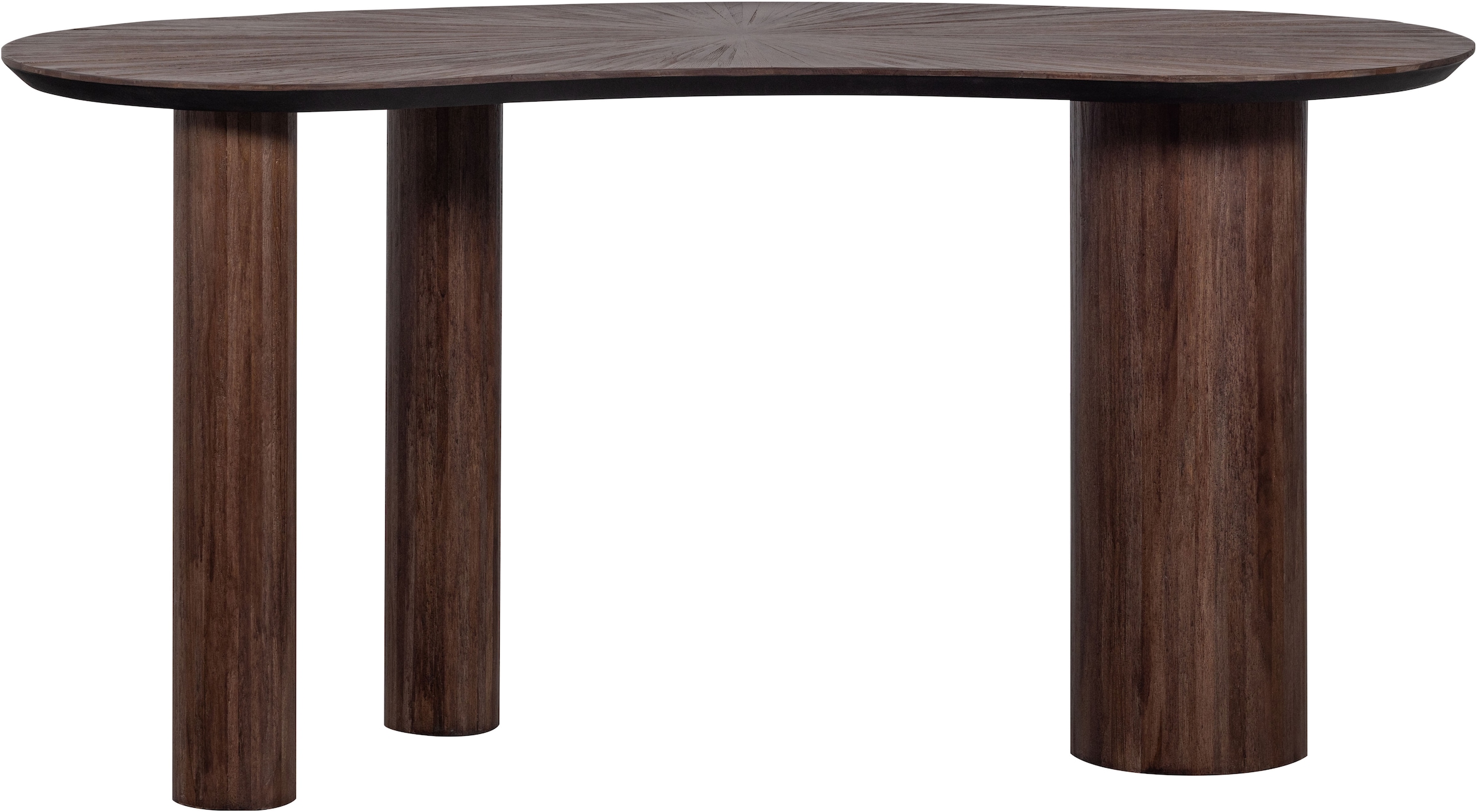 WOOOD Schreibtisch »Sun aus Teakholz mit organischer Form und Standfuß 150x62x76 cm« Einfach zu montieren, sichtbare Maserung