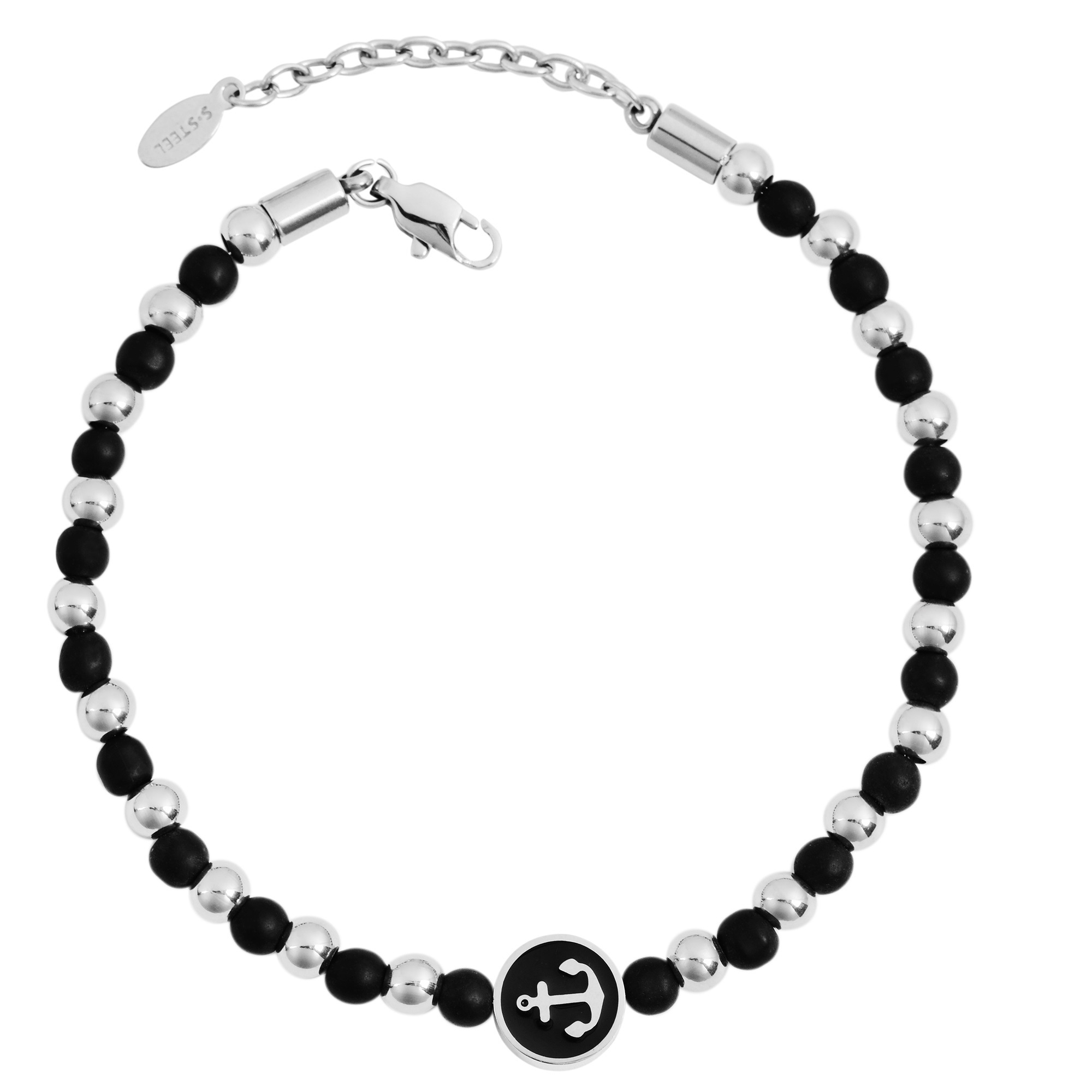 ADELIA ́S Damen Edelstahlarmband "Damen Armband Anker aus Edelstahl 20+5 cm", 20+5, Edelstahl, schwarz, Edelstahl, Armbänder