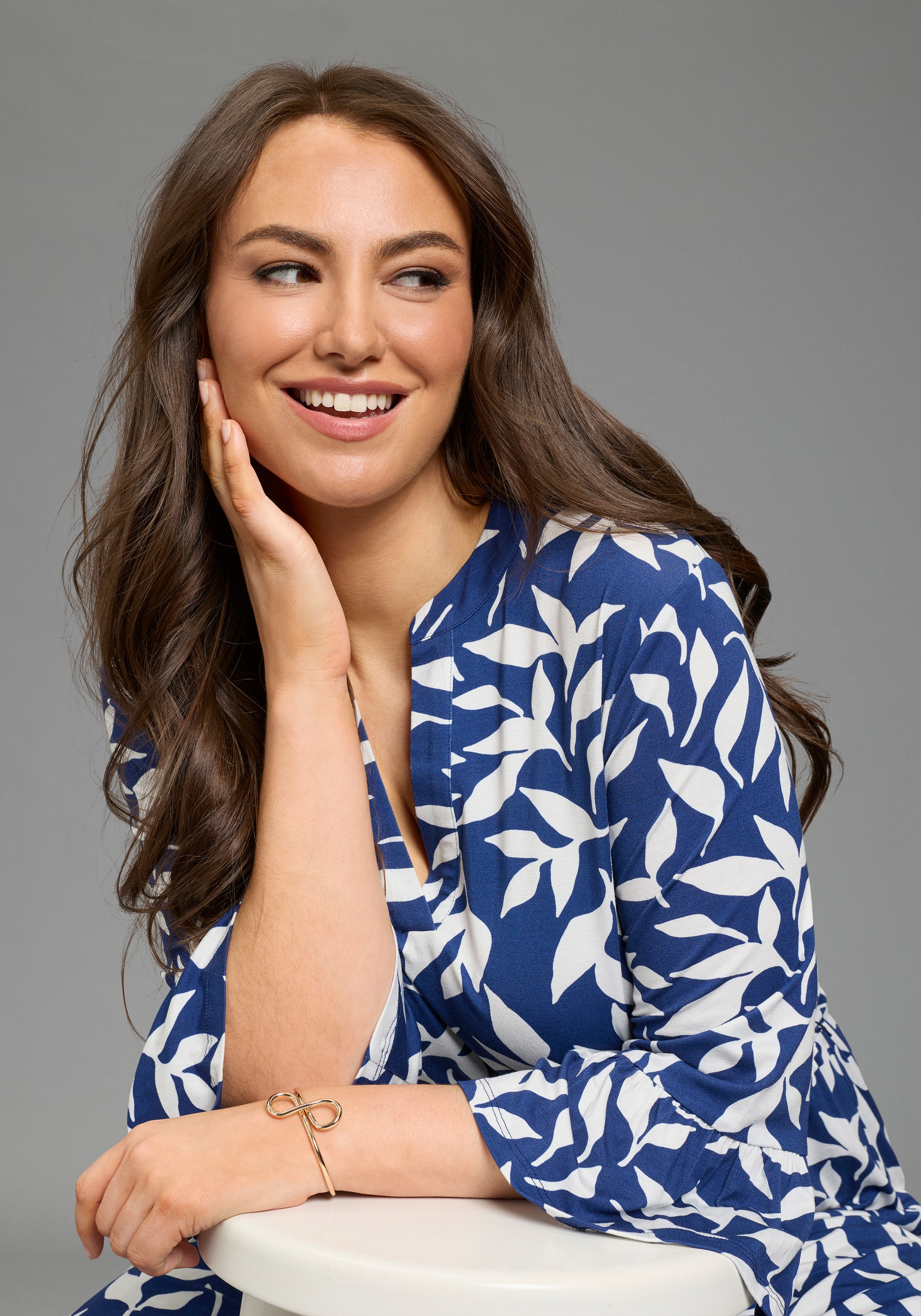 Thumbnail - Laura Scott CURVE Maxikleid mit Volantsäumen und Two-Tone-Print