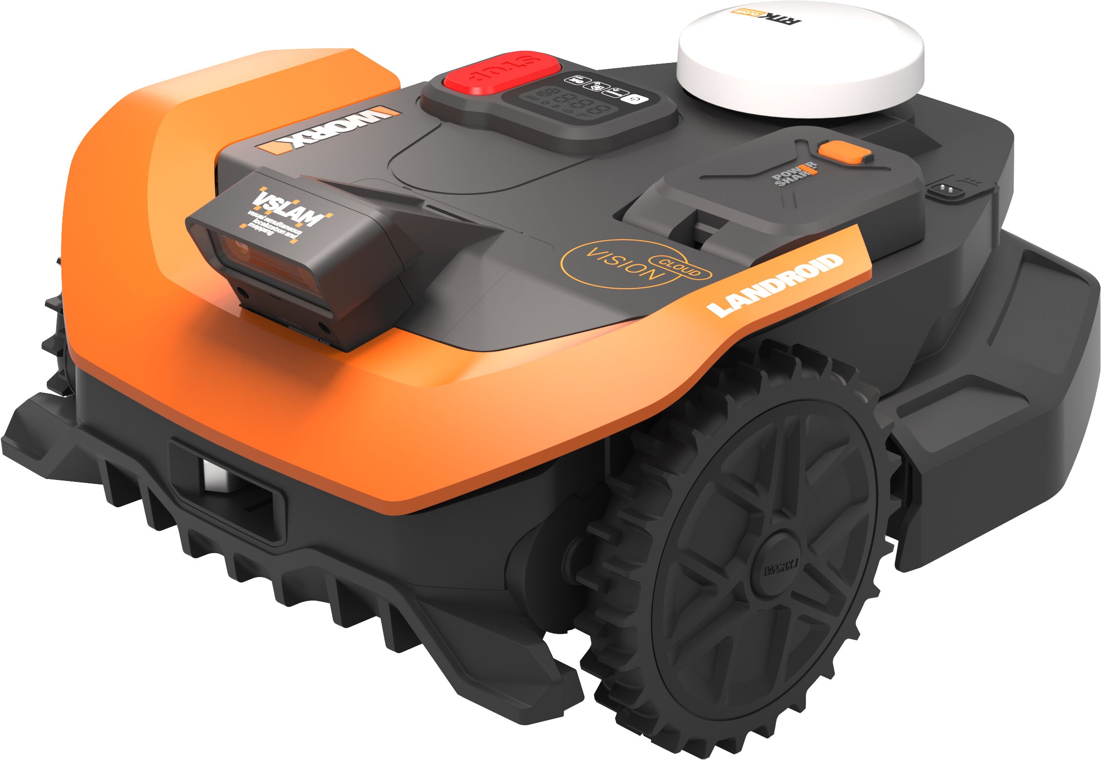 Worx Rasenmähroboter »Landroid Vision Cloud WR318E 2WD ohne Begrenzungskabel, Auto-Mapping« KI-Hinderniserkennung, VSLAM+ RTK Cloud Navigation, Cut-to-Zero,   App-Steuerung
