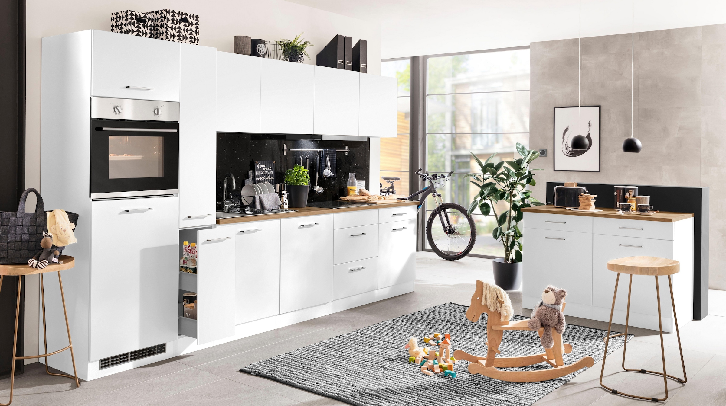 KOCHSTATION Küchenzeile »KS-Kehl«, mit E-Geräten, Breite 330 cm, inkl. Kühlschrank und Geschirrspüler