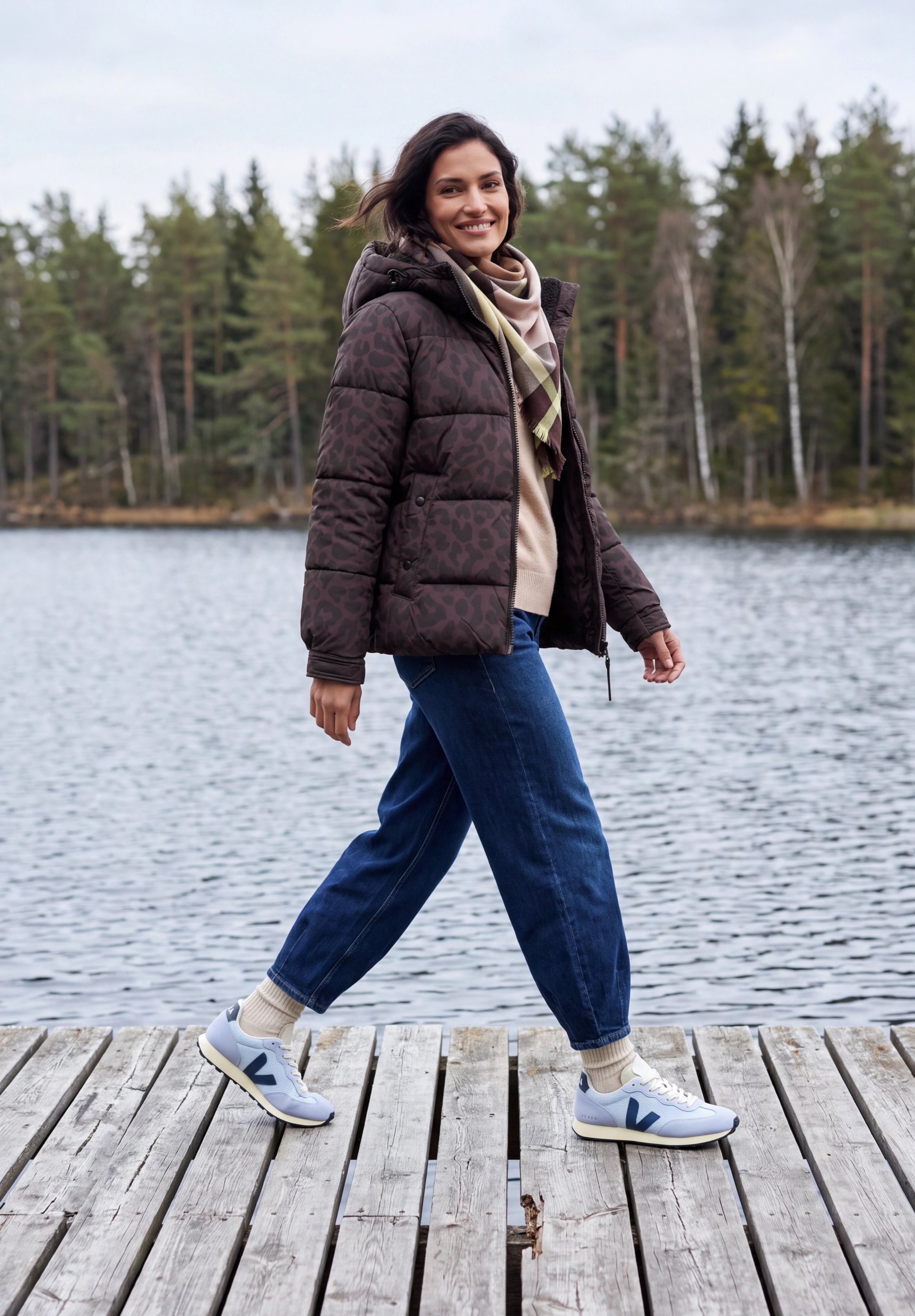 Cecil Steppjacke mit Kapuze mit Animal-Print,
