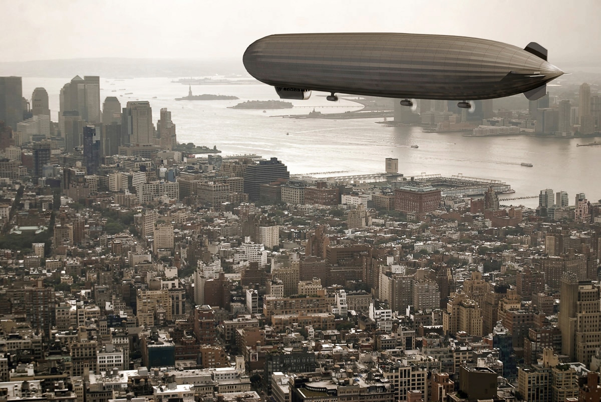 Papermoon Fototapete "Zeppelin über New York"