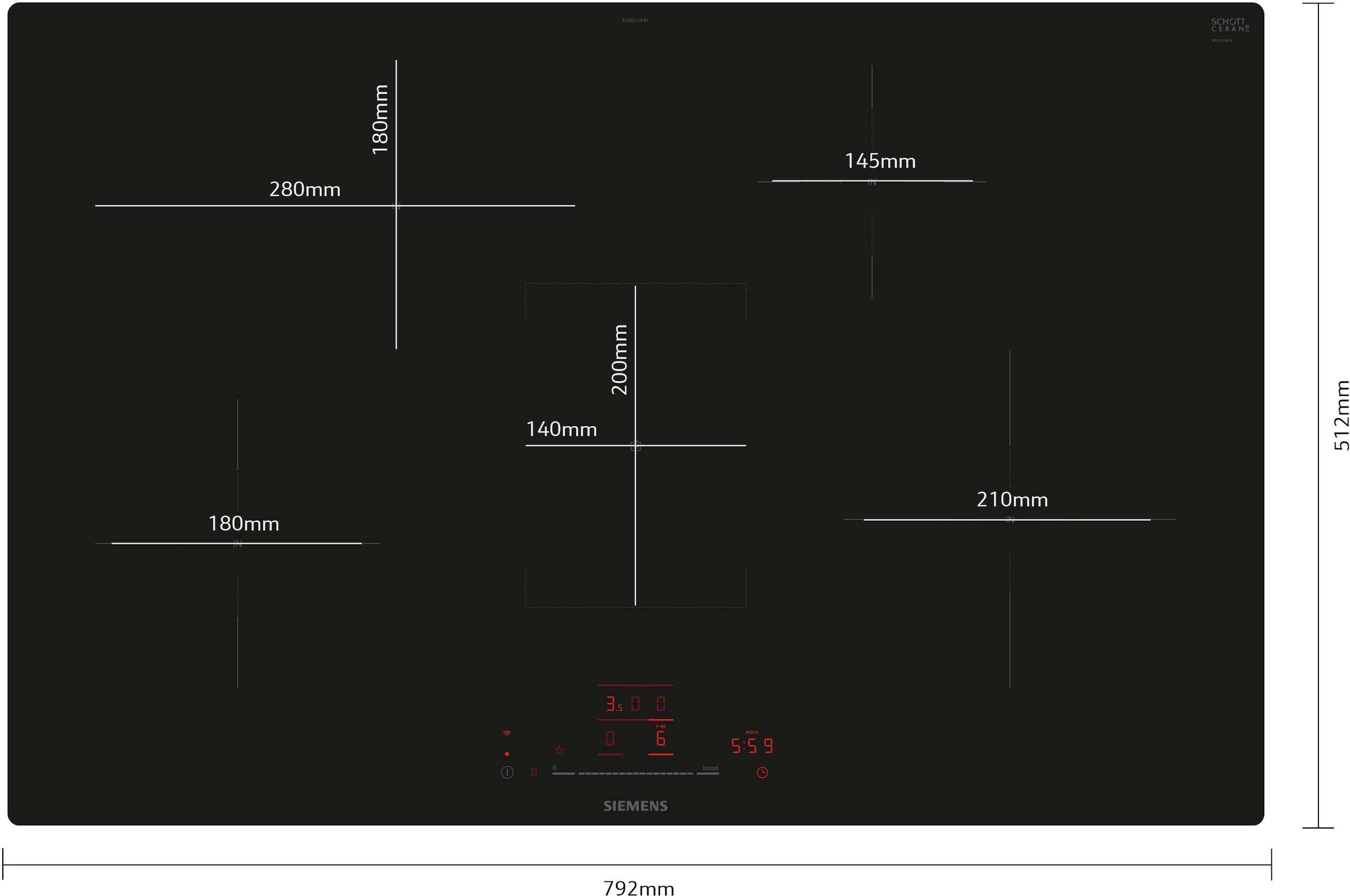 SIEMENS Induktions-Kochfeld von SCHOTT CERAN® »EH801HFB1E«, EH801HFB1E