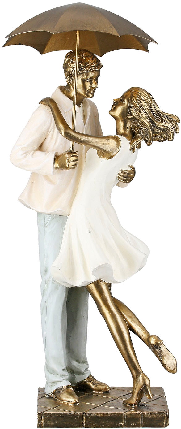 GILDE Dekofigur "Skulptur Paar Love in the rain creme; goldfarben H. 39 cm" günstig online kaufen