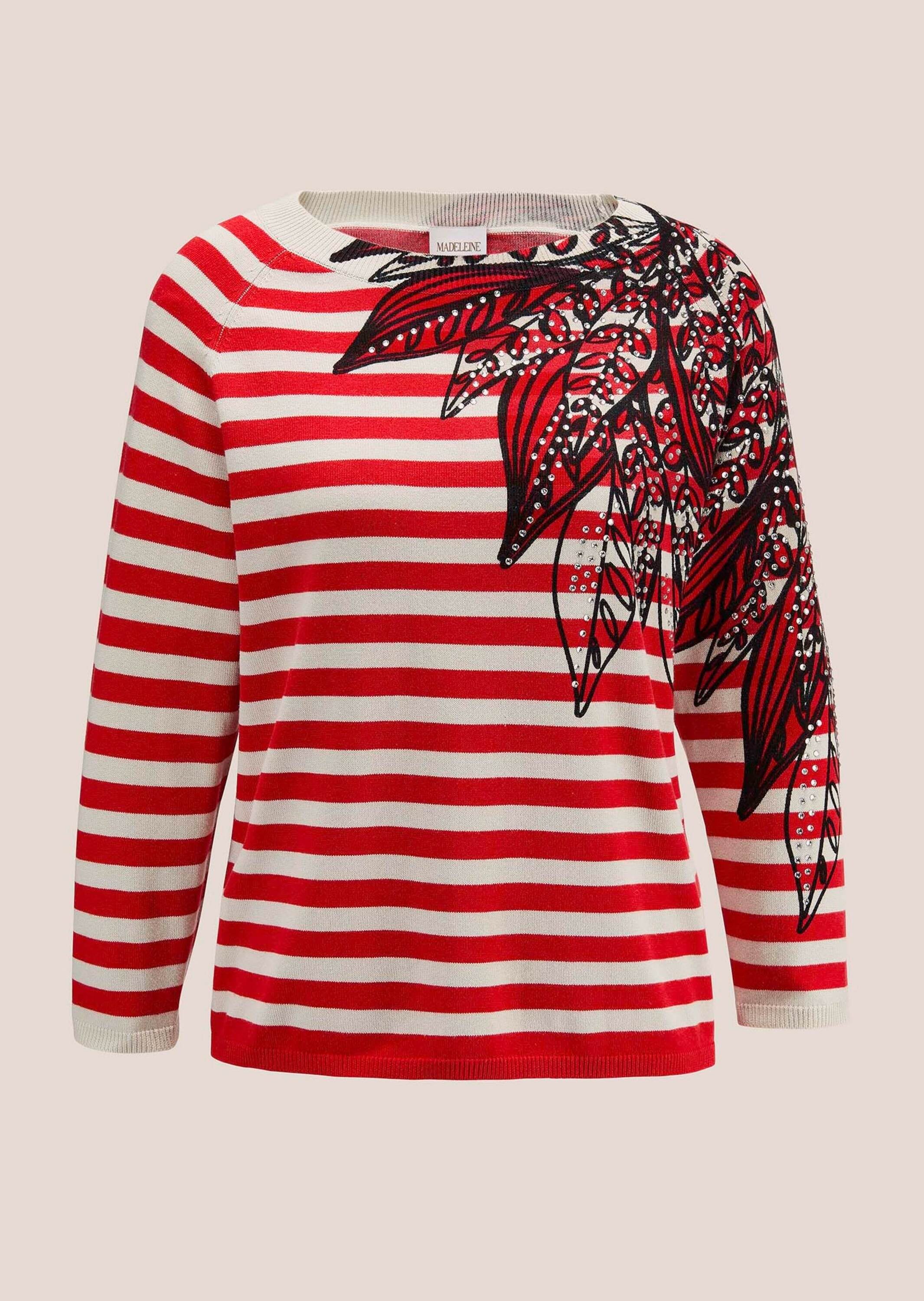 MADELEINE Longpullover "Pullover Gestreifter Pullover mit Strasssteinchen" günstig online kaufen