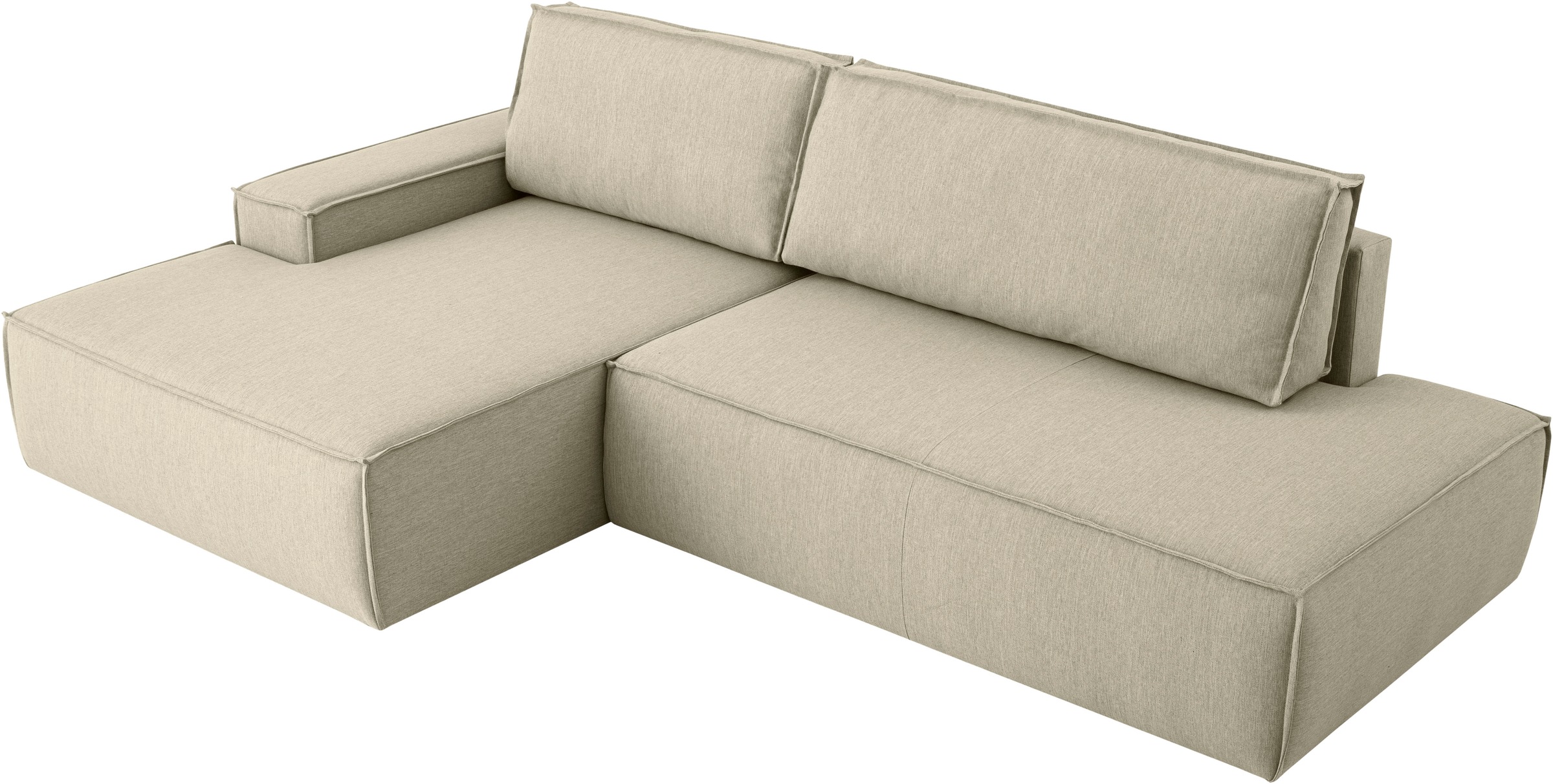 Home affaire Ecksofa »SHERWOOD, Schlafsofa in L-Form offen (275cm), Cord, Leinenoptik«, Schlaffunktion und Bettkasten, Kedernaht, hoher Sitz- & Liegekomfort