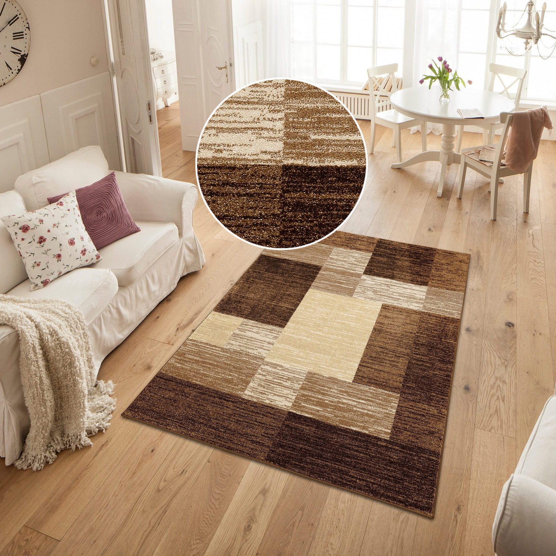 OTTO home Teppich "Melvin" rechteckig 8 mm Höhe schön weich, Kurzflor Teppich Karo-Muster, Wohnzimmer, Esszimmer