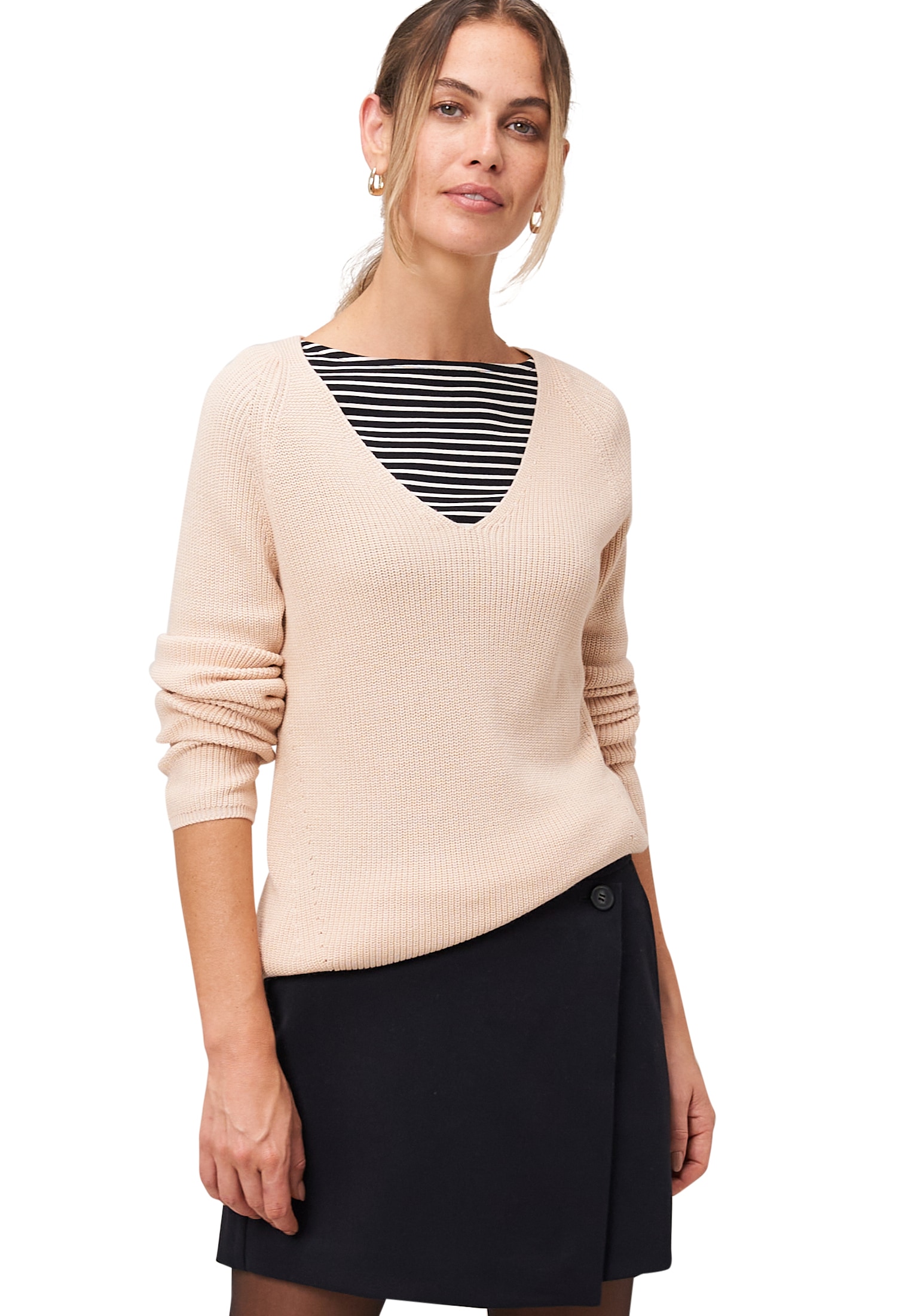 Zero Strickpullover "Damen Strukturpullover mit V-Ausschnitt" 1 Stk. tlg. P günstig online kaufen