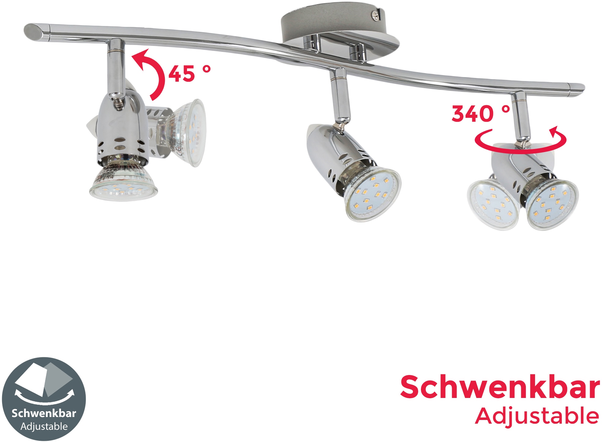 B.K.Licht LED Deckenleuchte, Design 3 | BAUR Deckenlampe 3W LED Spot-Strahler modern inkl. flammig-flammig, GU10 250lm chrom