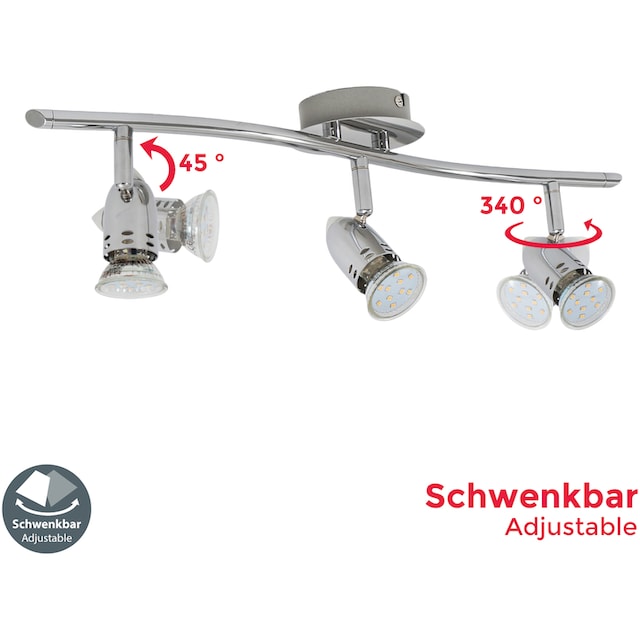 B.K.Licht LED Deckenleuchte, 3 flammig-flammig, LED Design Deckenlampe Spot-Strahler  GU10 modern chrom inkl. 3W 250lm | BAUR