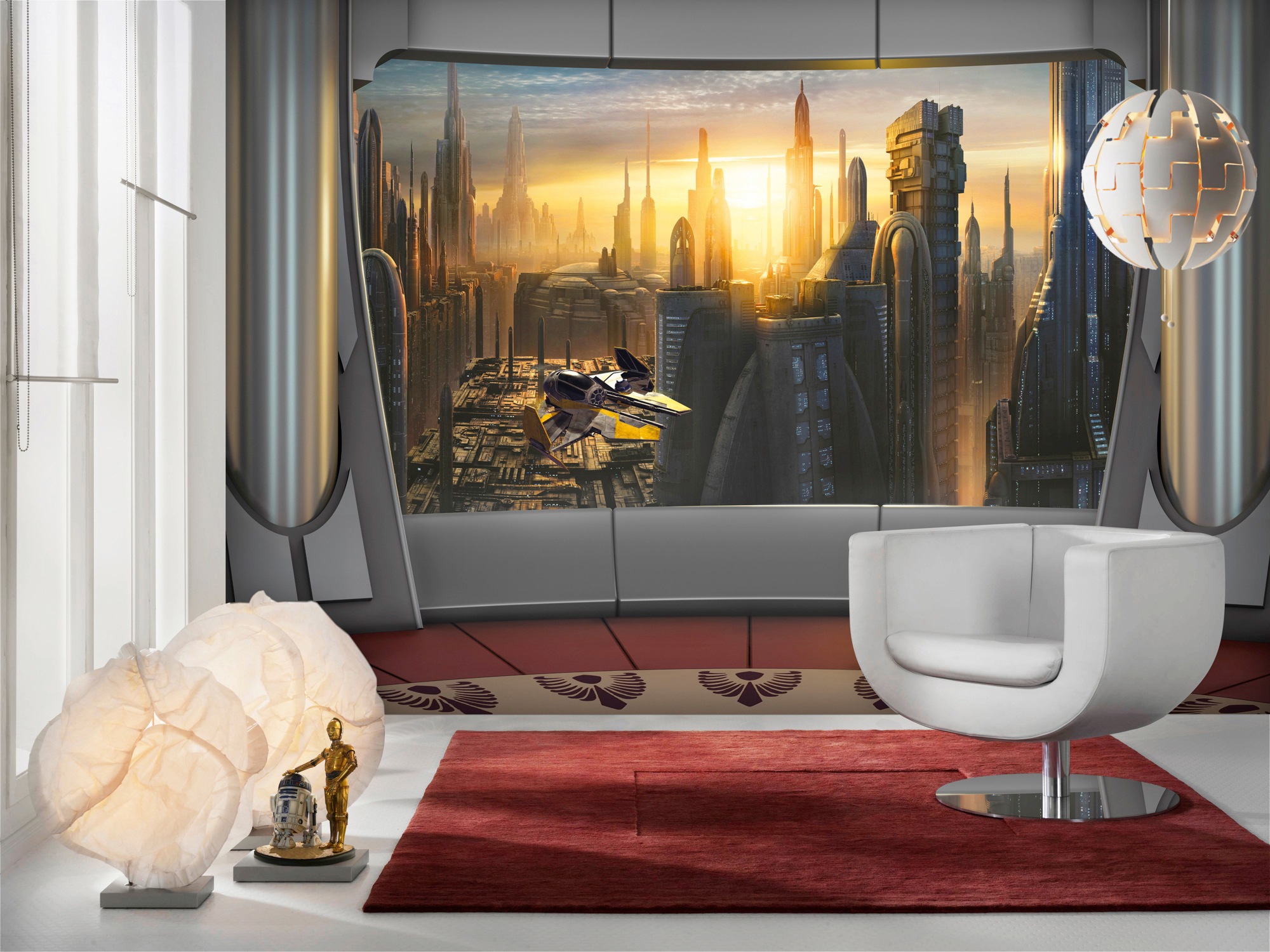 Komar Fototapete "STAR WARS Coruscant View - Größe 368 x 254 cm" bedruckt glatt Kinderzimmer