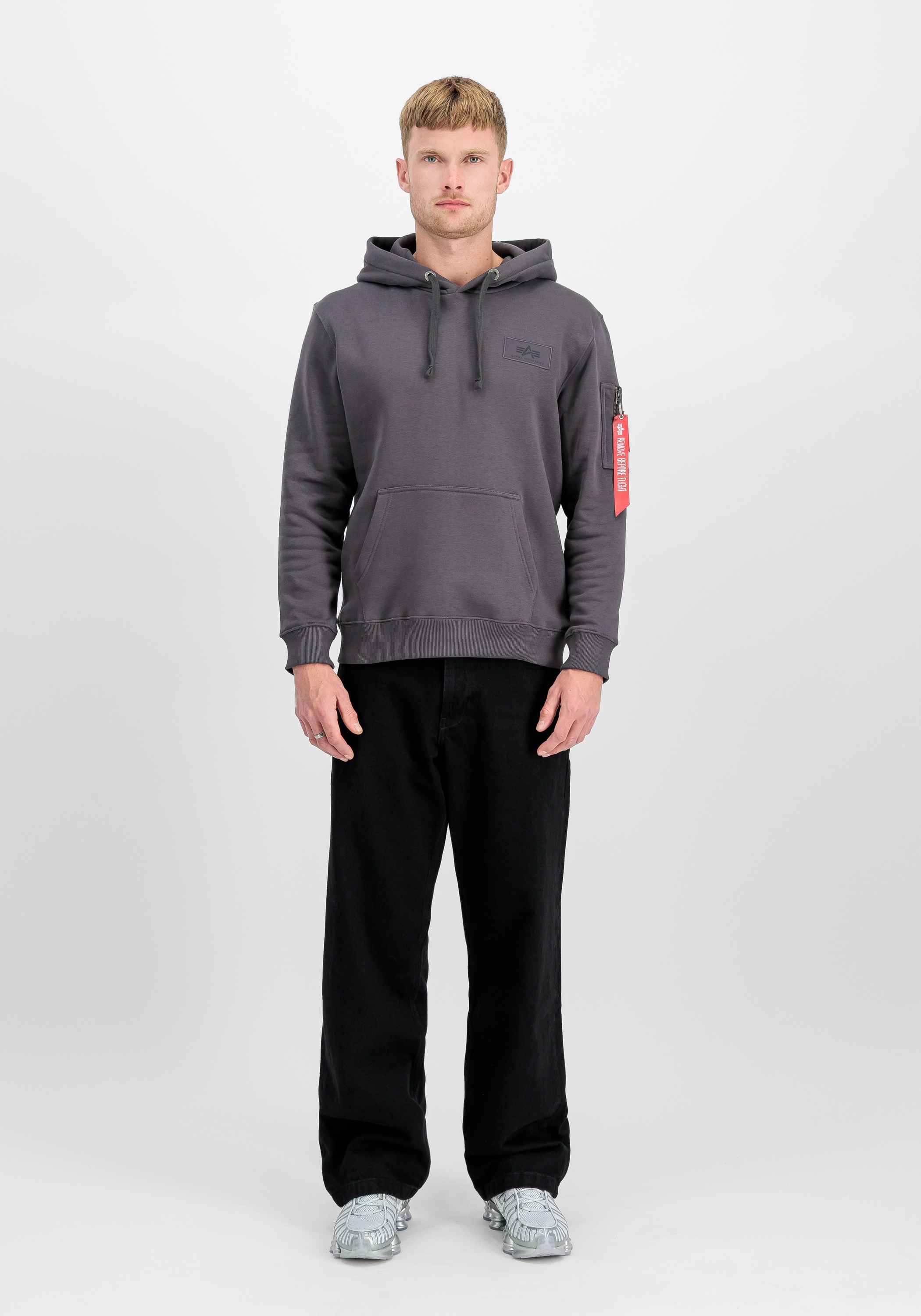 Alpha Industries Backprint Hoodie Men Grey L 2